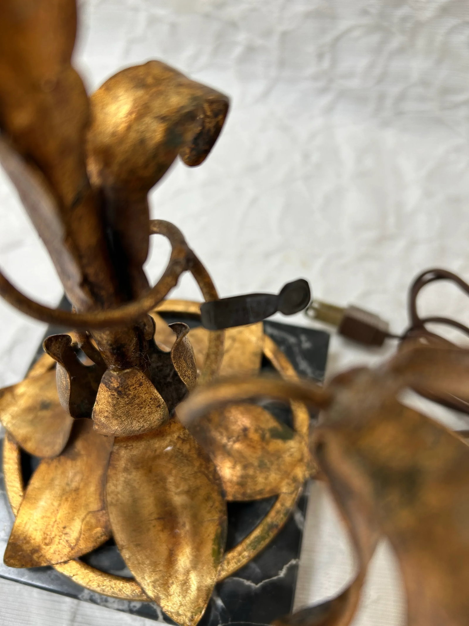 Italian Gilt Tole Table Lamp Mid Century - 9