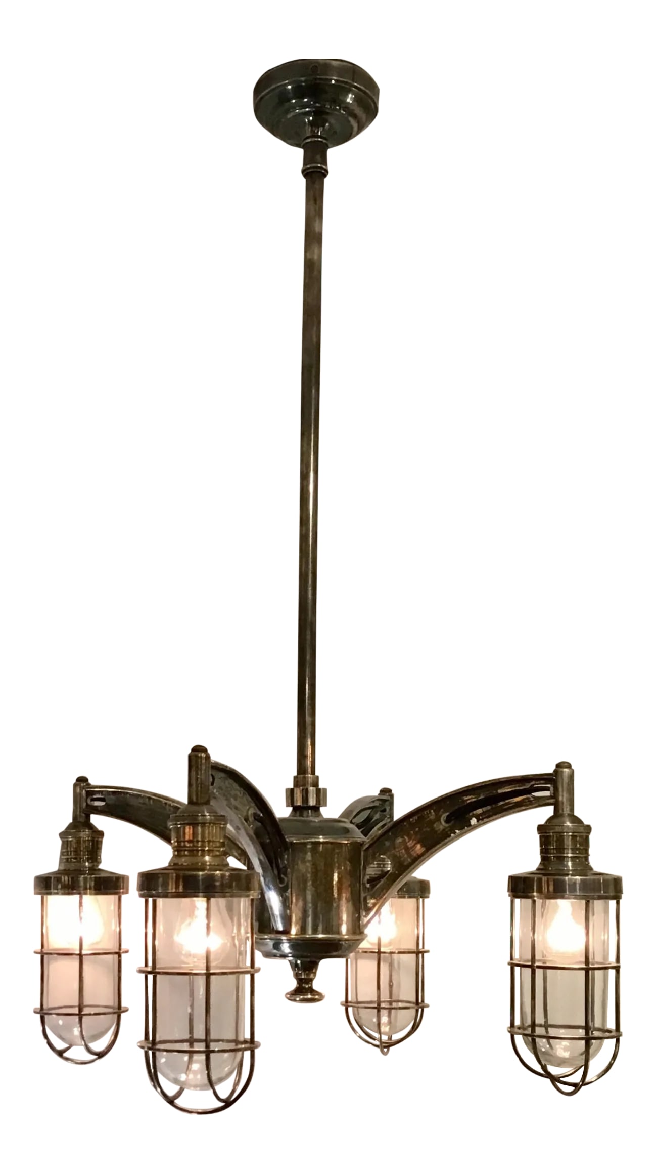 Modern Four Light Aged Nickel Finish Maritime Chandelier (1 of 6)