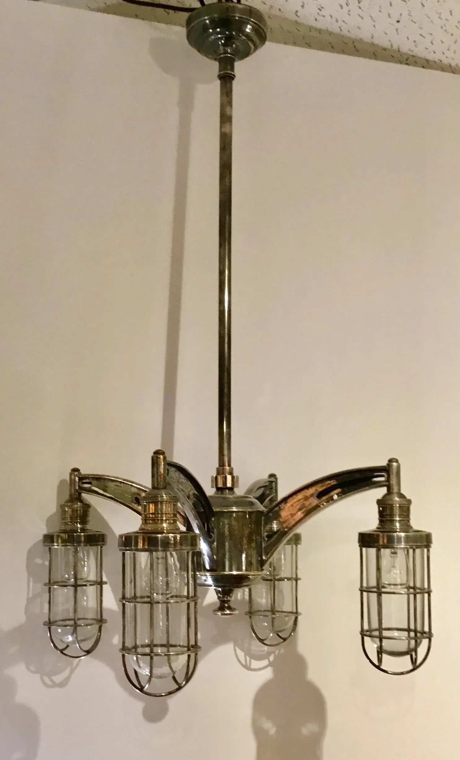 Modern Four Light Aged Nickel Finish Maritime Chandelier - 2