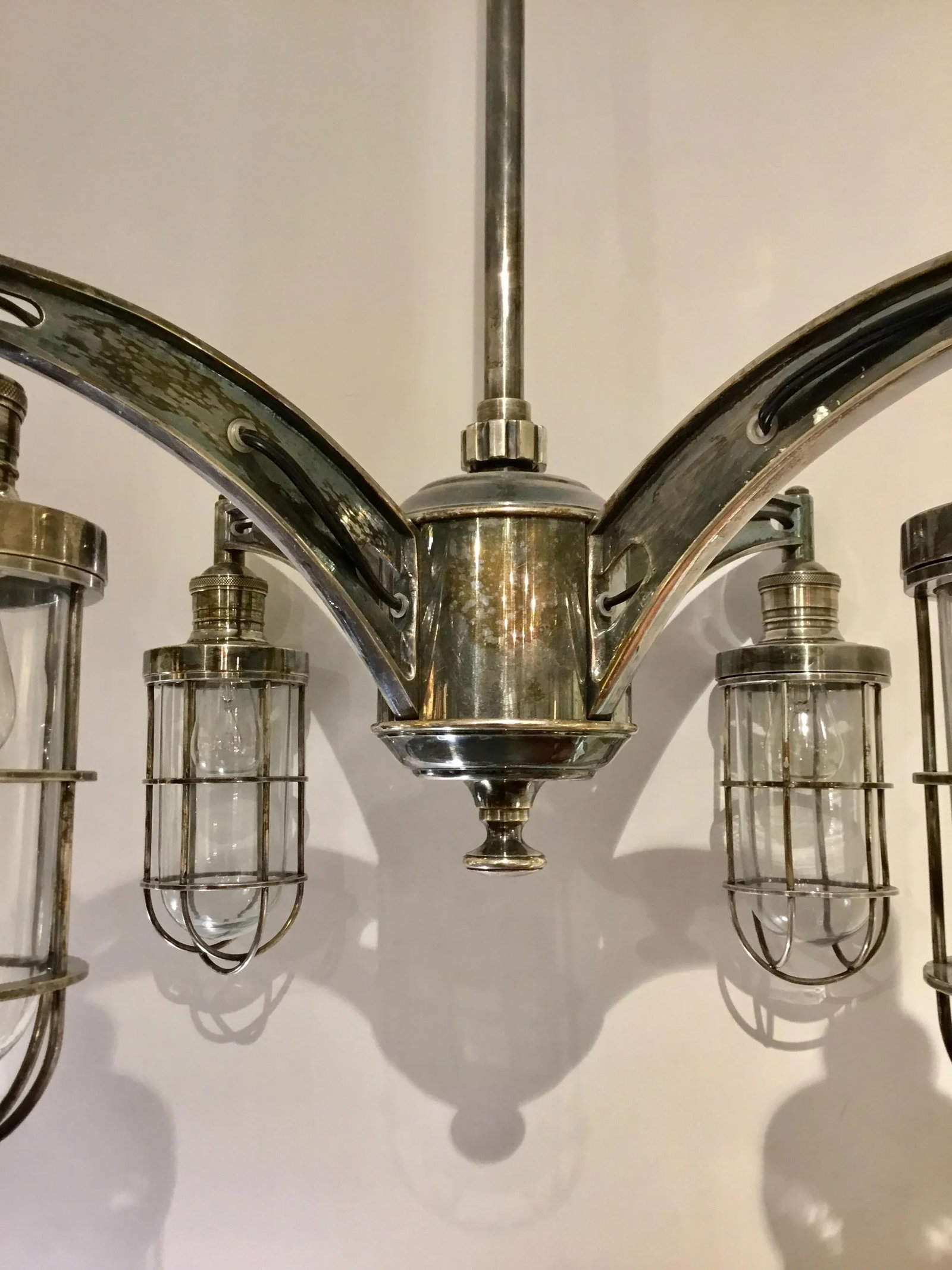 Modern Four Light Aged Nickel Finish Maritime Chandelier - 4