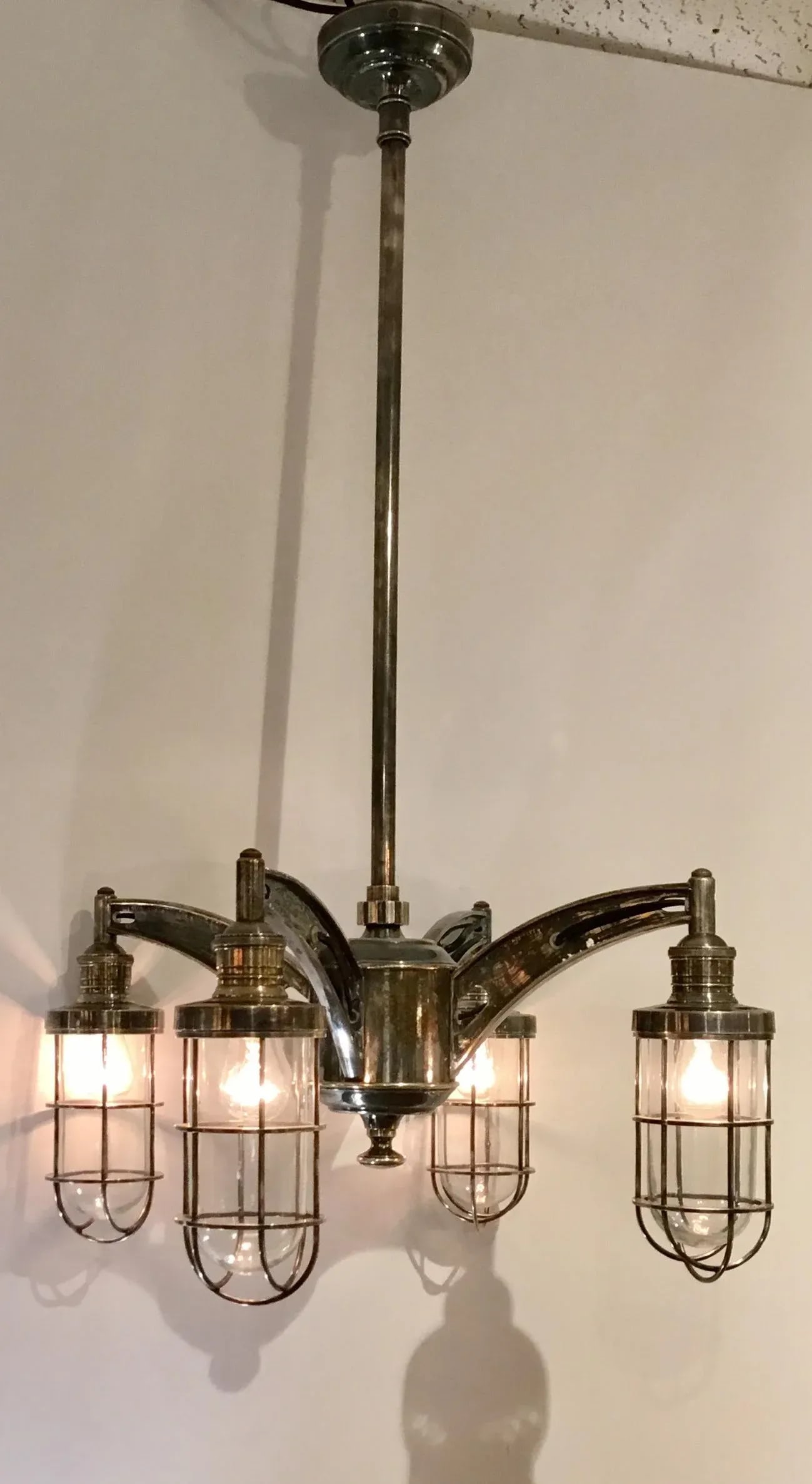 Modern Four Light Aged Nickel Finish Maritime Chandelier - 6