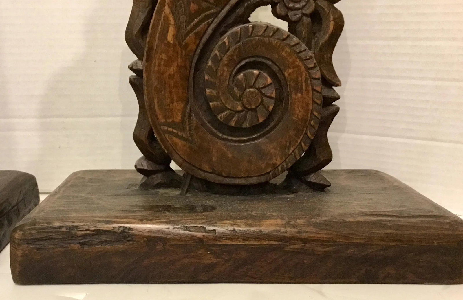 Pierce Martin Vintage Organic Modern Architectural Carved Wood Table Lamps - a Pair - 2