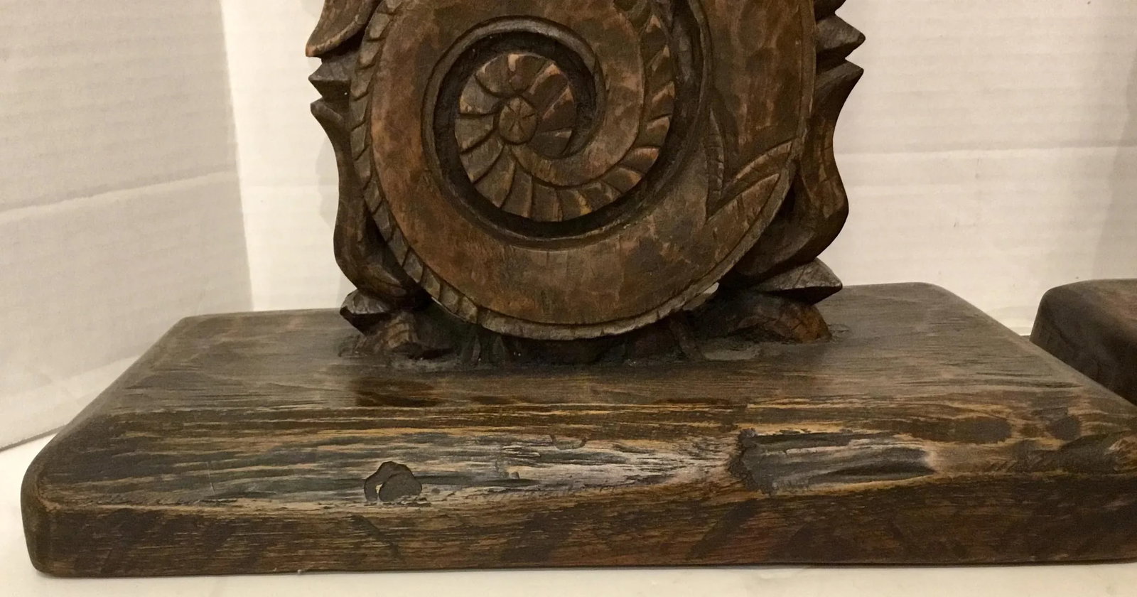 Pierce Martin Vintage Organic Modern Architectural Carved Wood Table Lamps - a Pair - 3