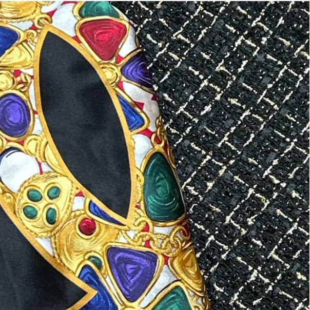 Chanel CC Logo Vintage Silk Scarf Pillow III - 2
