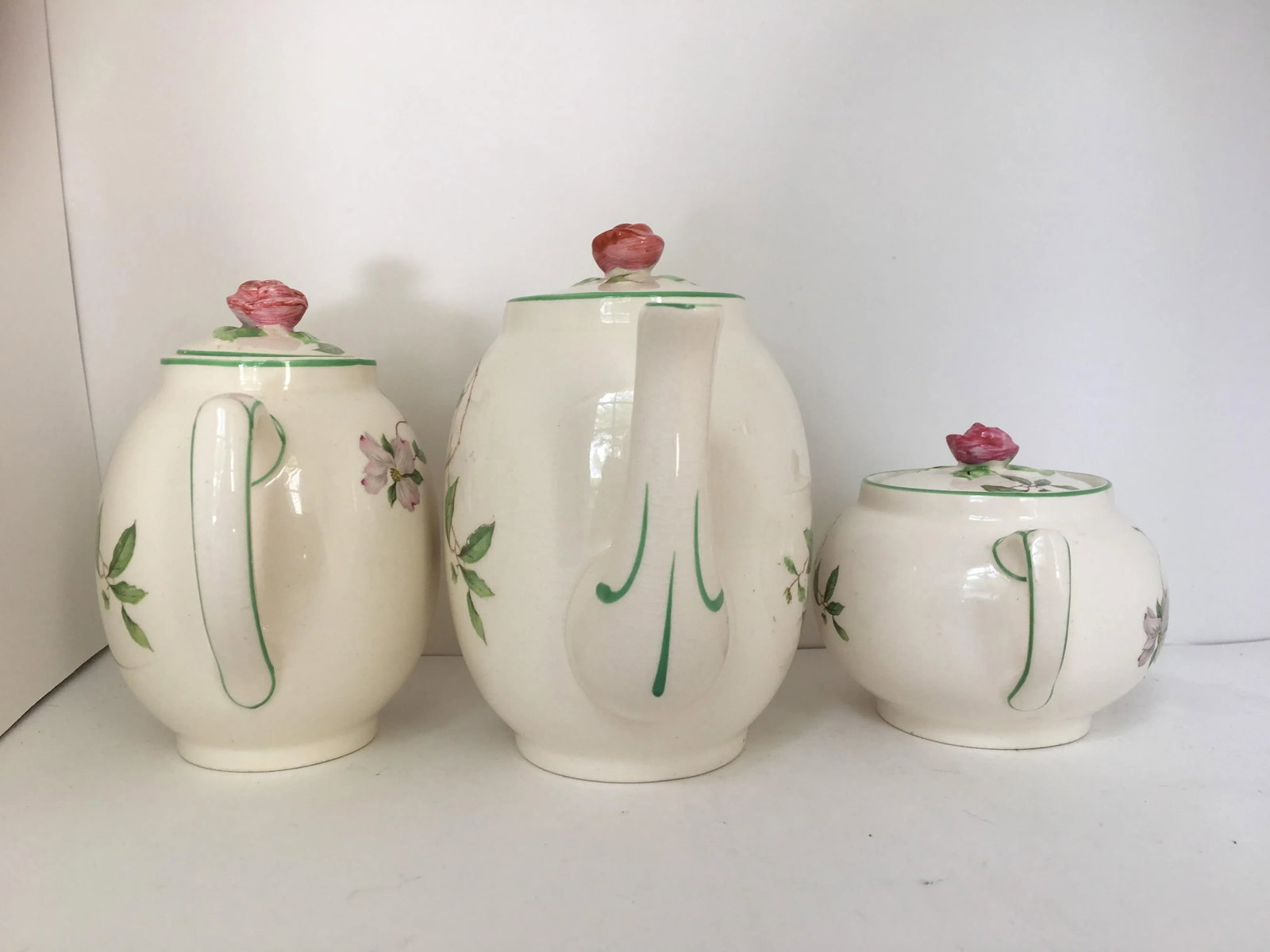 1940s Vintage English Ambassador Ware Ceramic Dogwood Tea Set of 3 - 4