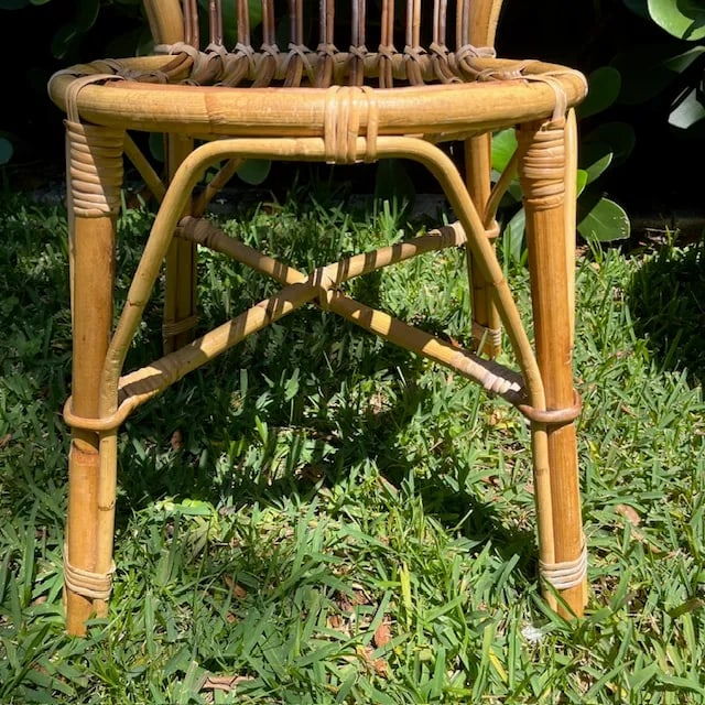 Vintage Italian Rattan and Bamboo Bistro Table & 2 Chairs - 5