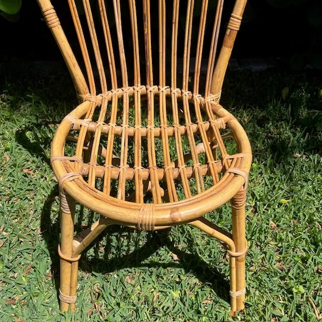 Vintage Italian Rattan and Bamboo Bistro Table & 2 Chairs - 6
