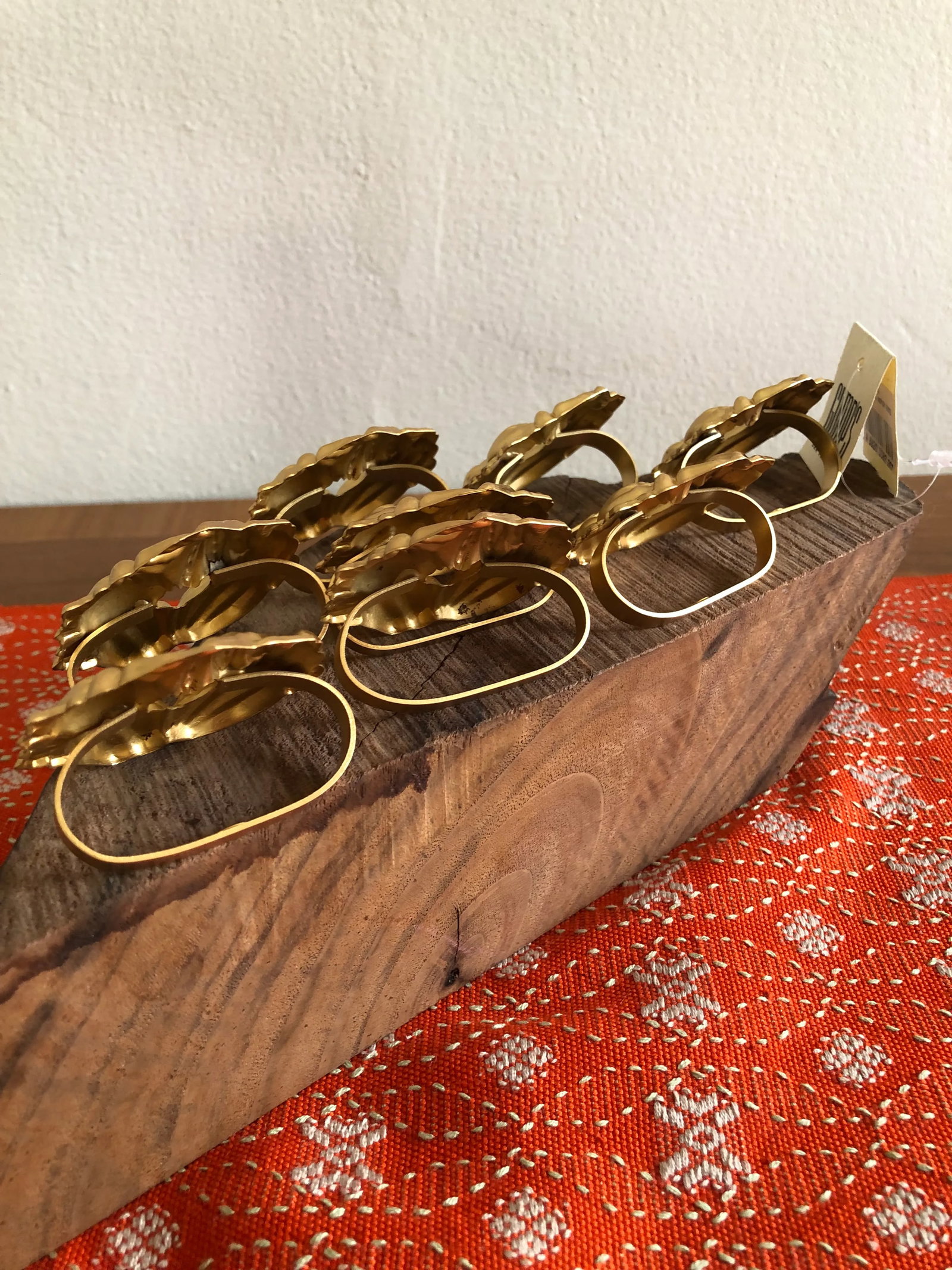 Vintage Gump's Stamped Metal Matte Gold Vegetables Napkin Holders 16 - 2