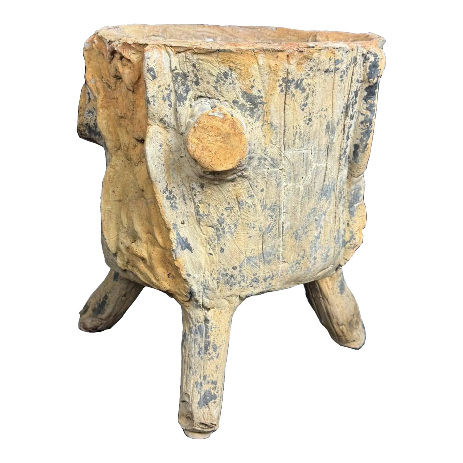 1960s Mid-Century Faux Bois Concrete Planter - Vintage Garden Decor (1 of 11)