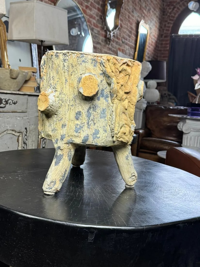 1960s Mid-Century Faux Bois Concrete Planter - Vintage Garden Decor - 4