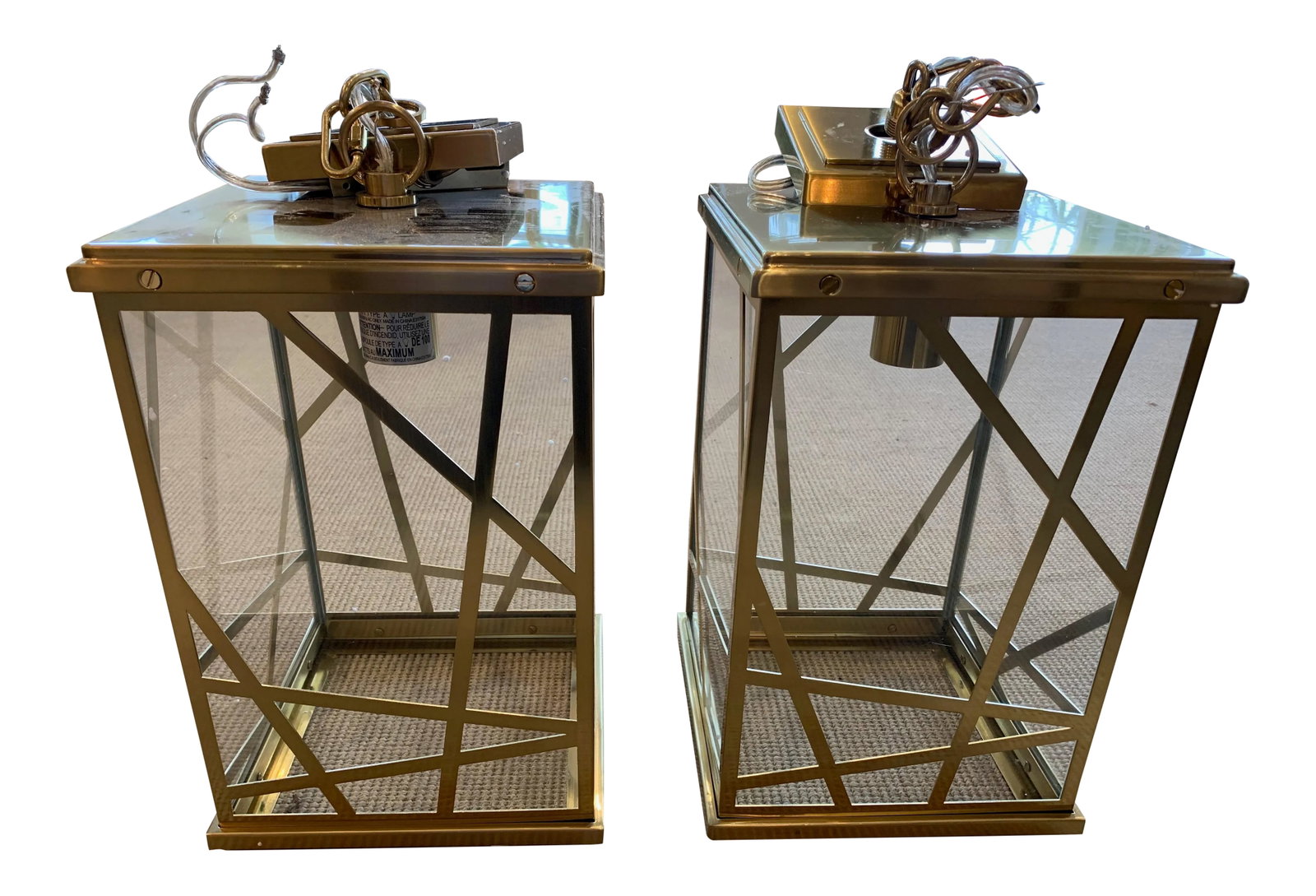 Modern Michael Berman Brass Bond Pendants - A Pair: This 1 light Pendant from the Michael Berman Bond collection by Robert Abbey will enhance your home with a perfect mix of form and function. The features include a Modern Brass finish applied by
