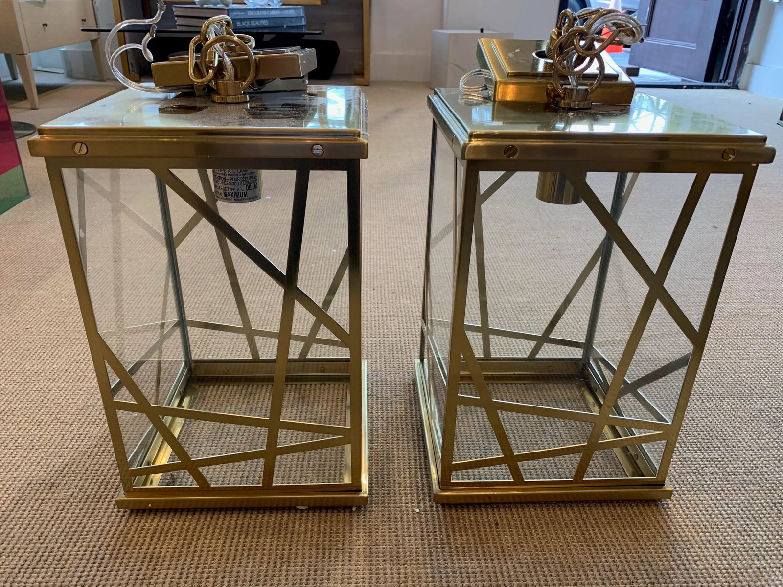 Modern Michael Berman Brass Bond Pendants - A Pair - 7