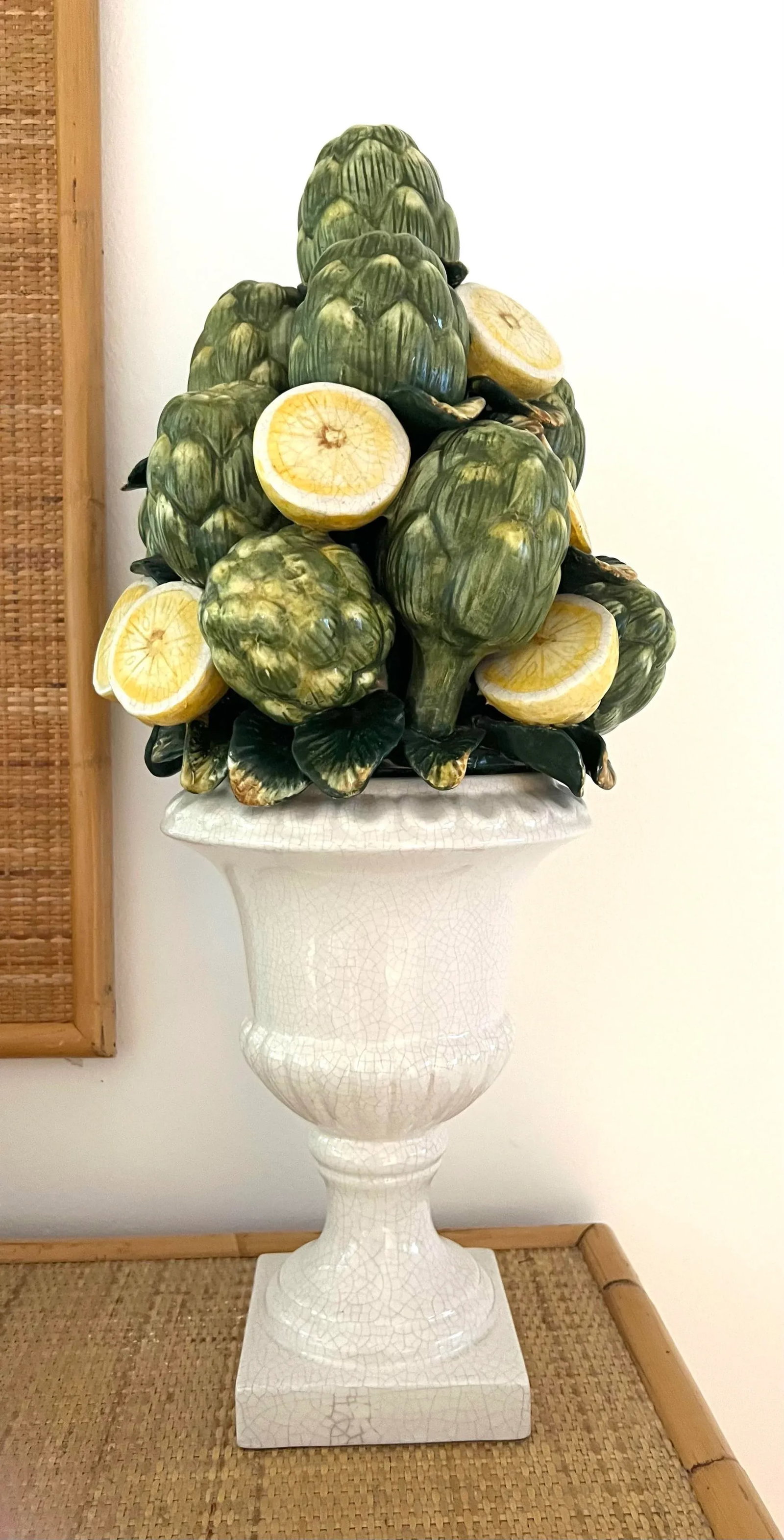 Ceramic Sculptural Artichoke and Lemon Topiary Fruit Basket - 2
