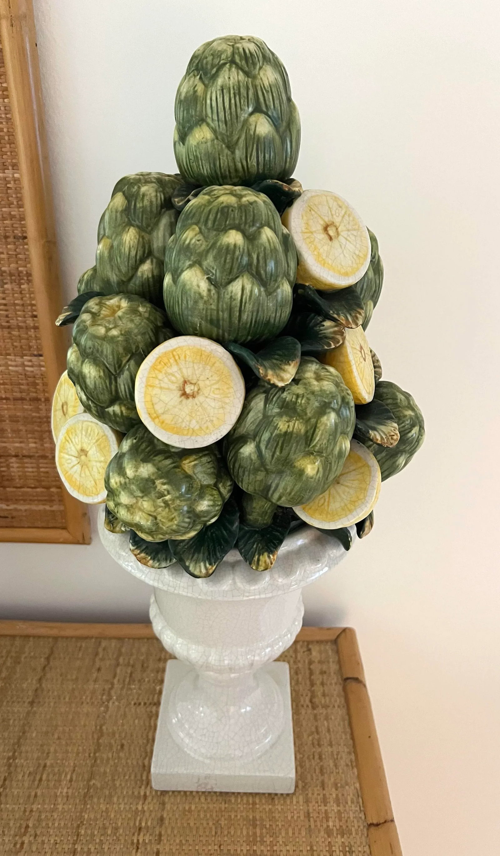 Ceramic Sculptural Artichoke and Lemon Topiary Fruit Basket - 3