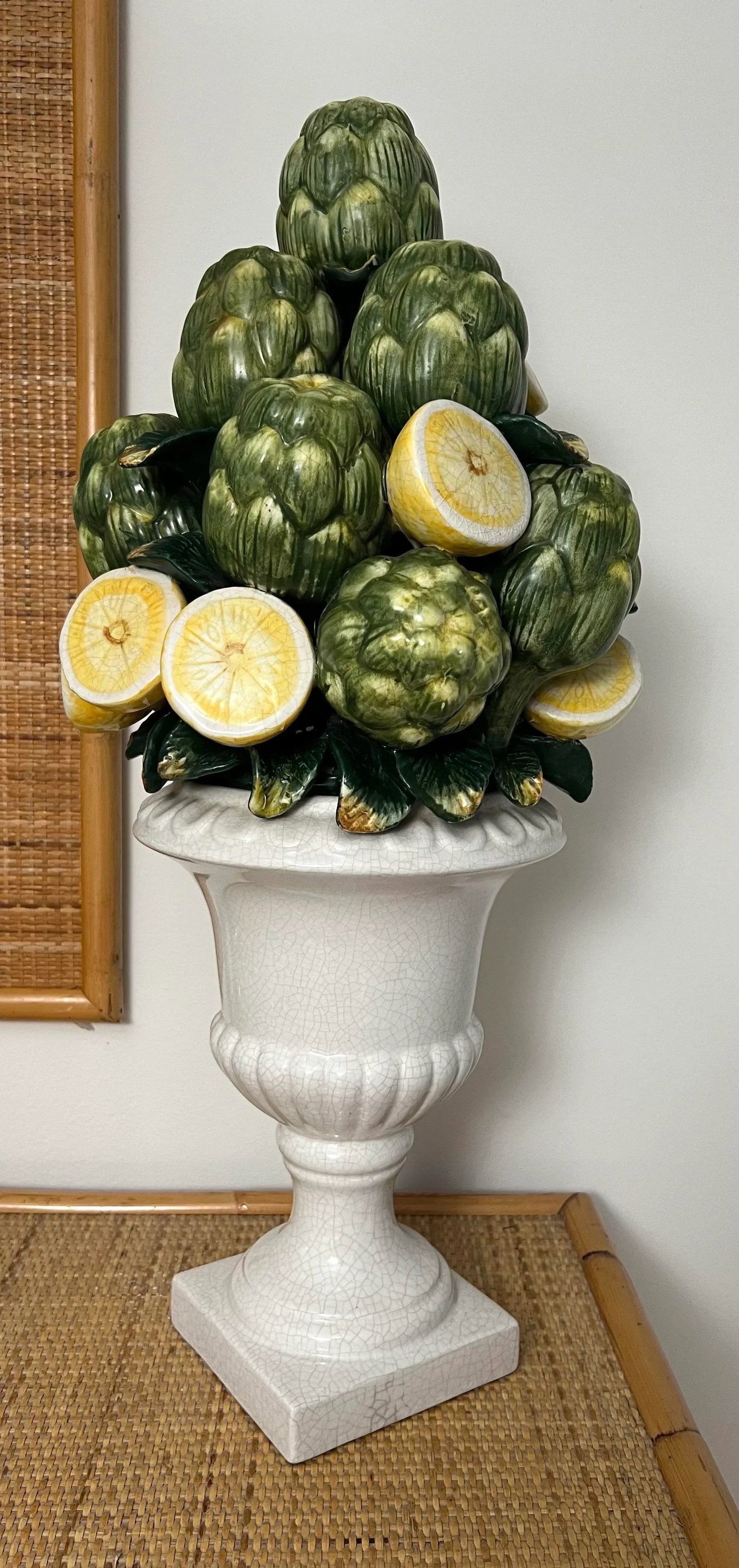 Ceramic Sculptural Artichoke and Lemon Topiary Fruit Basket - 5