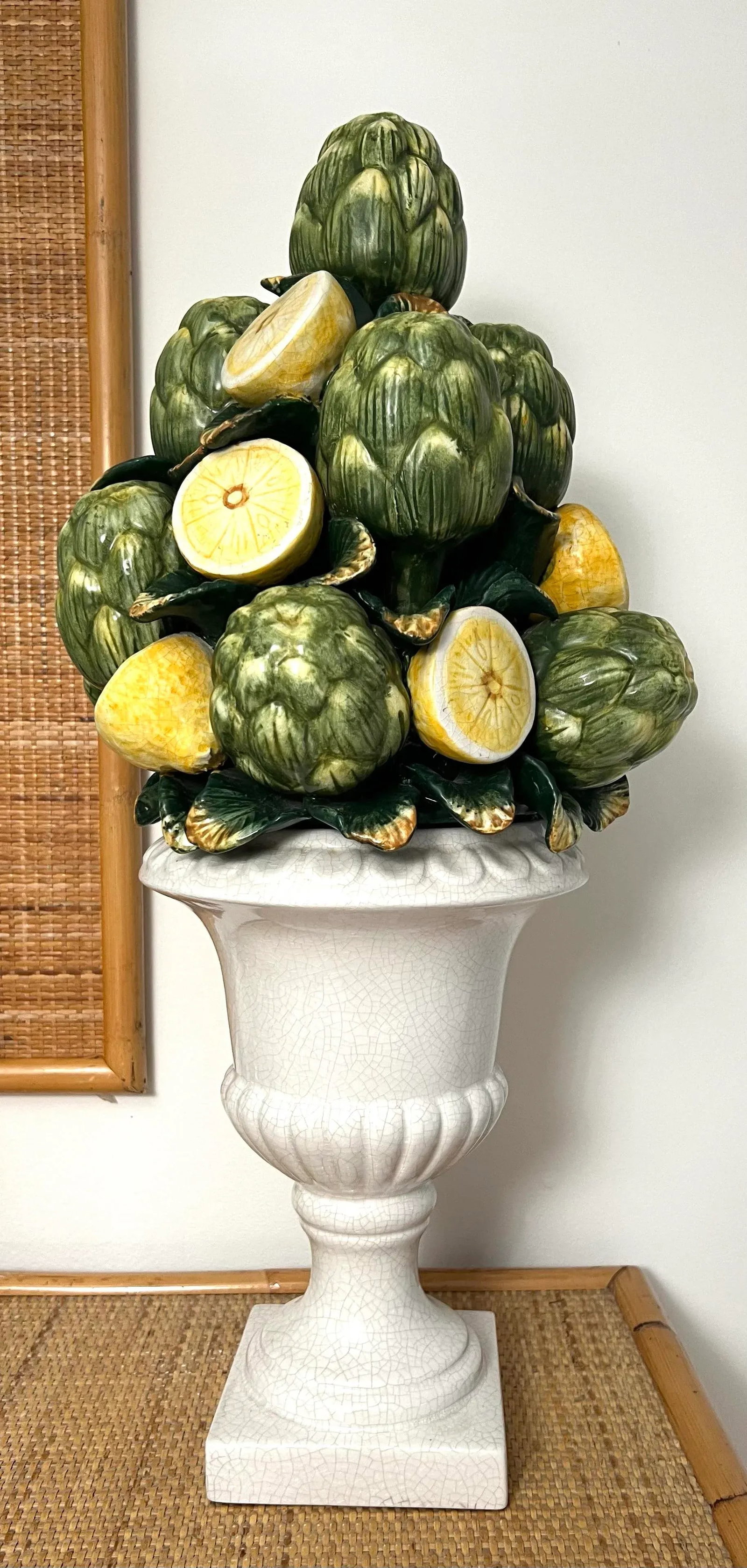 Ceramic Sculptural Artichoke and Lemon Topiary Fruit Basket - 7
