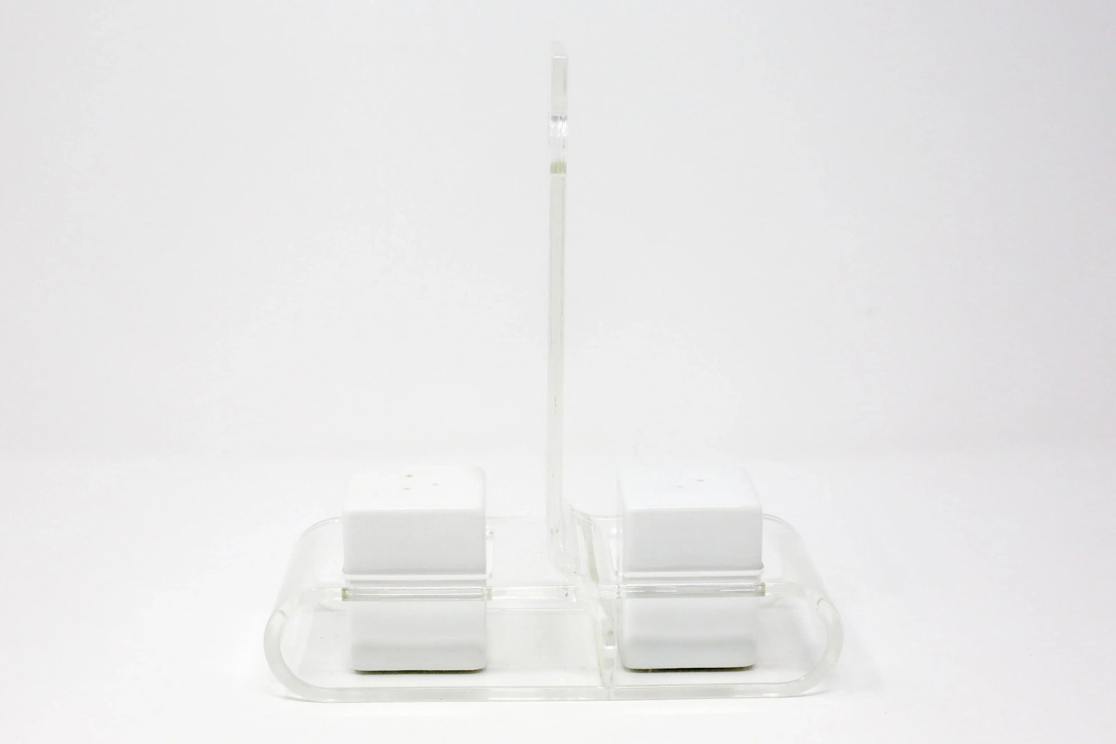 Ceramic Salt and Pepper Shakers With Lucite Holder - Set of 3 - 6