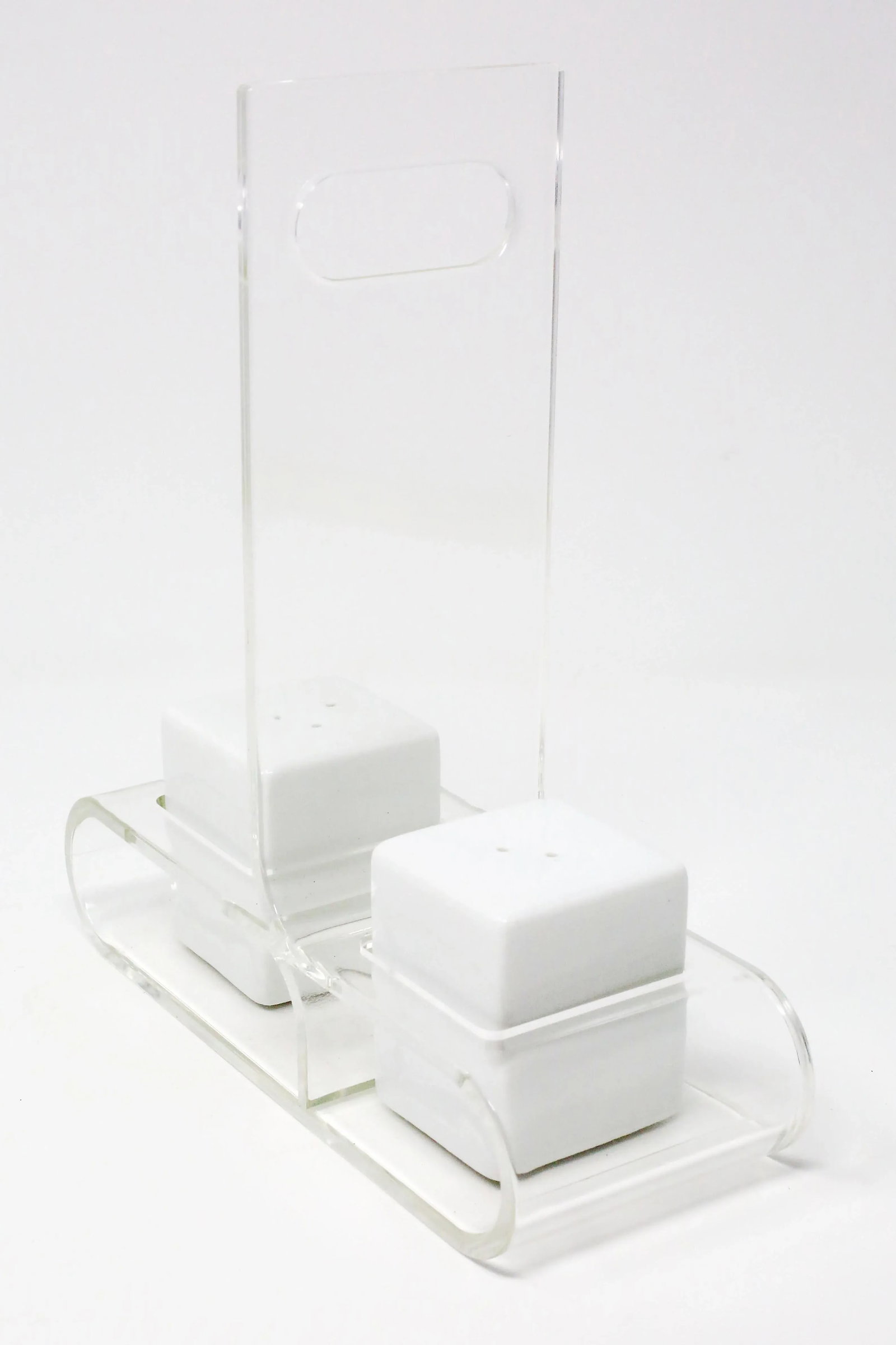 Ceramic Salt and Pepper Shakers With Lucite Holder - Set of 3 - 7
