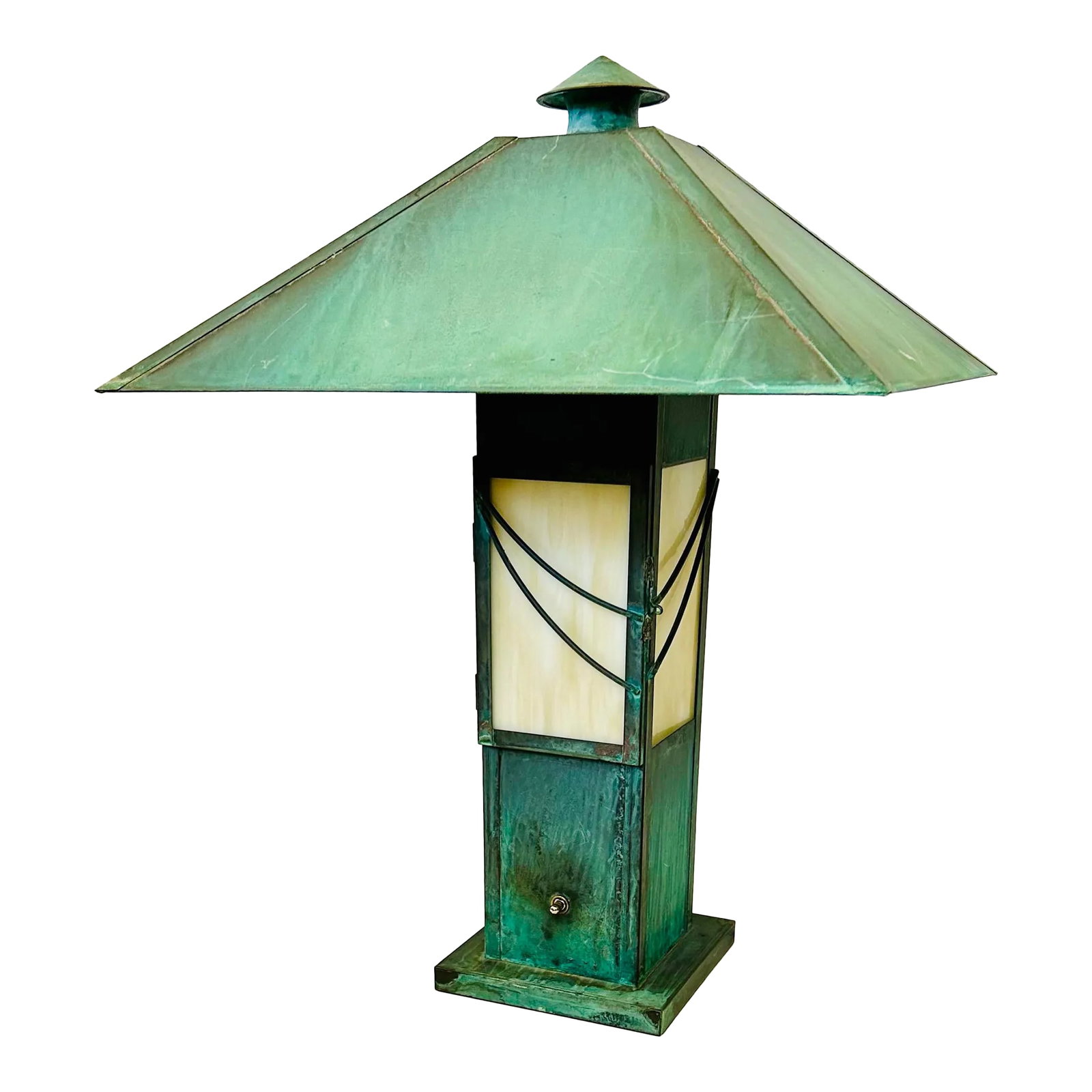Arts and Crafts Copper Lamp: No matter your decor this beautiful lamp fits in all of them. From Arts & Crafts, Japanese, Mid Century Modern (MCM) to Frank Lloyd Wright this lovely lamp serves so many functions. 3-way thumb switch