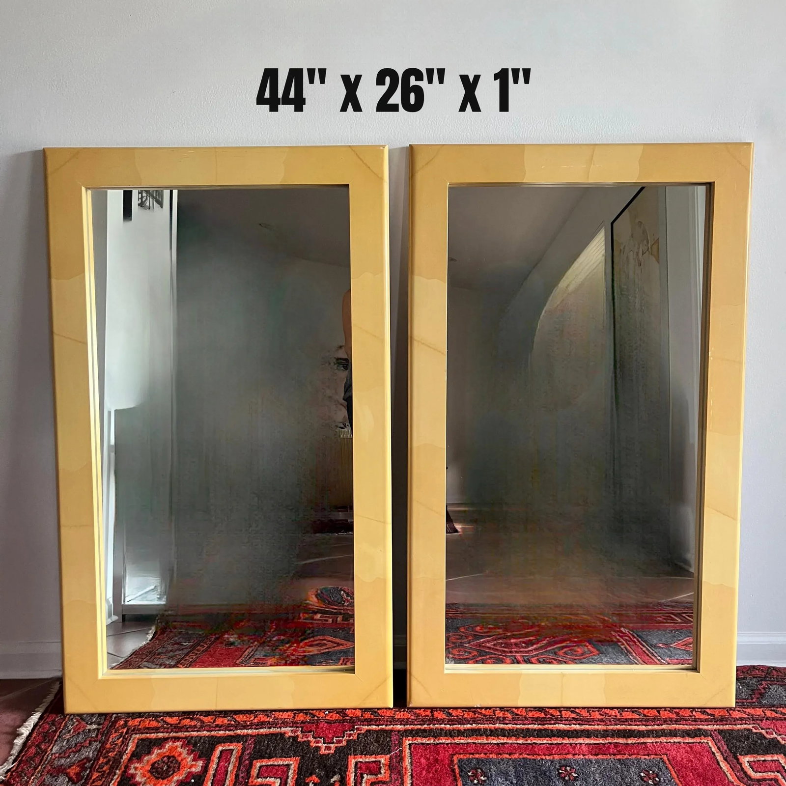 Large 1980s Mirror Karl Springer Style Goatskin Finish - a Pair - 2