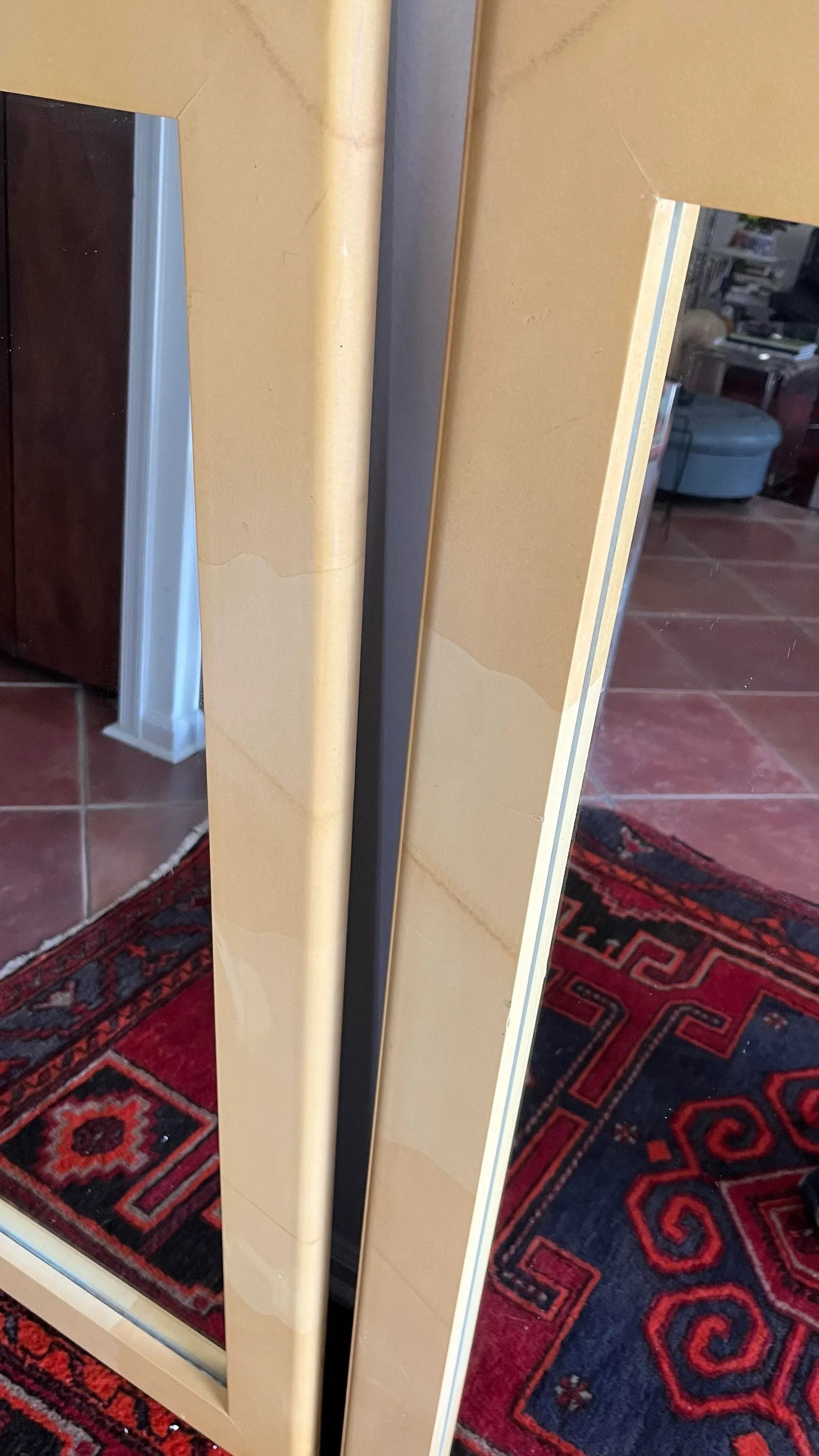 Large 1980s Mirror Karl Springer Style Goatskin Finish - a Pair - 6