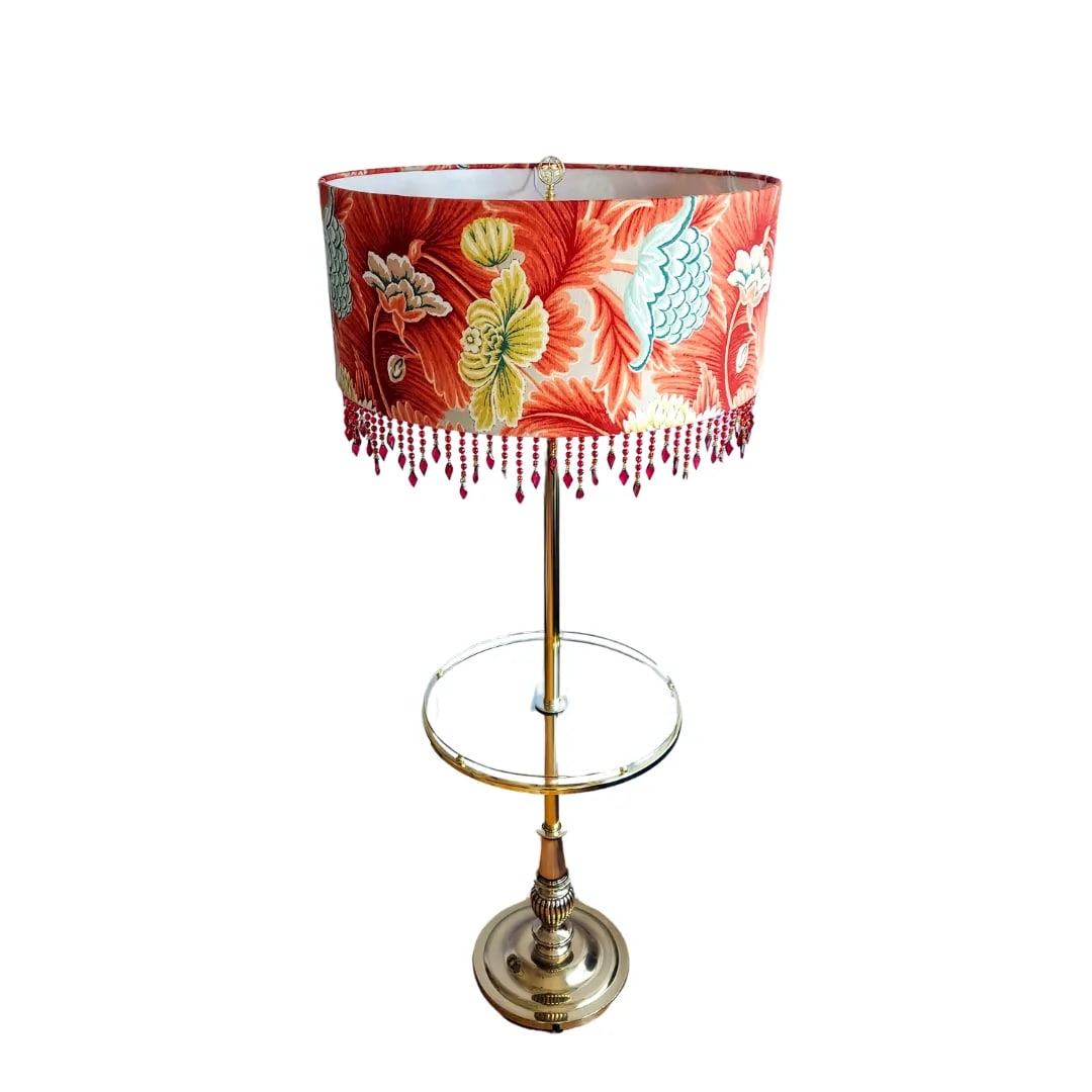 Restyled Vintage Brass Floor Lamp With Glass Table - 2