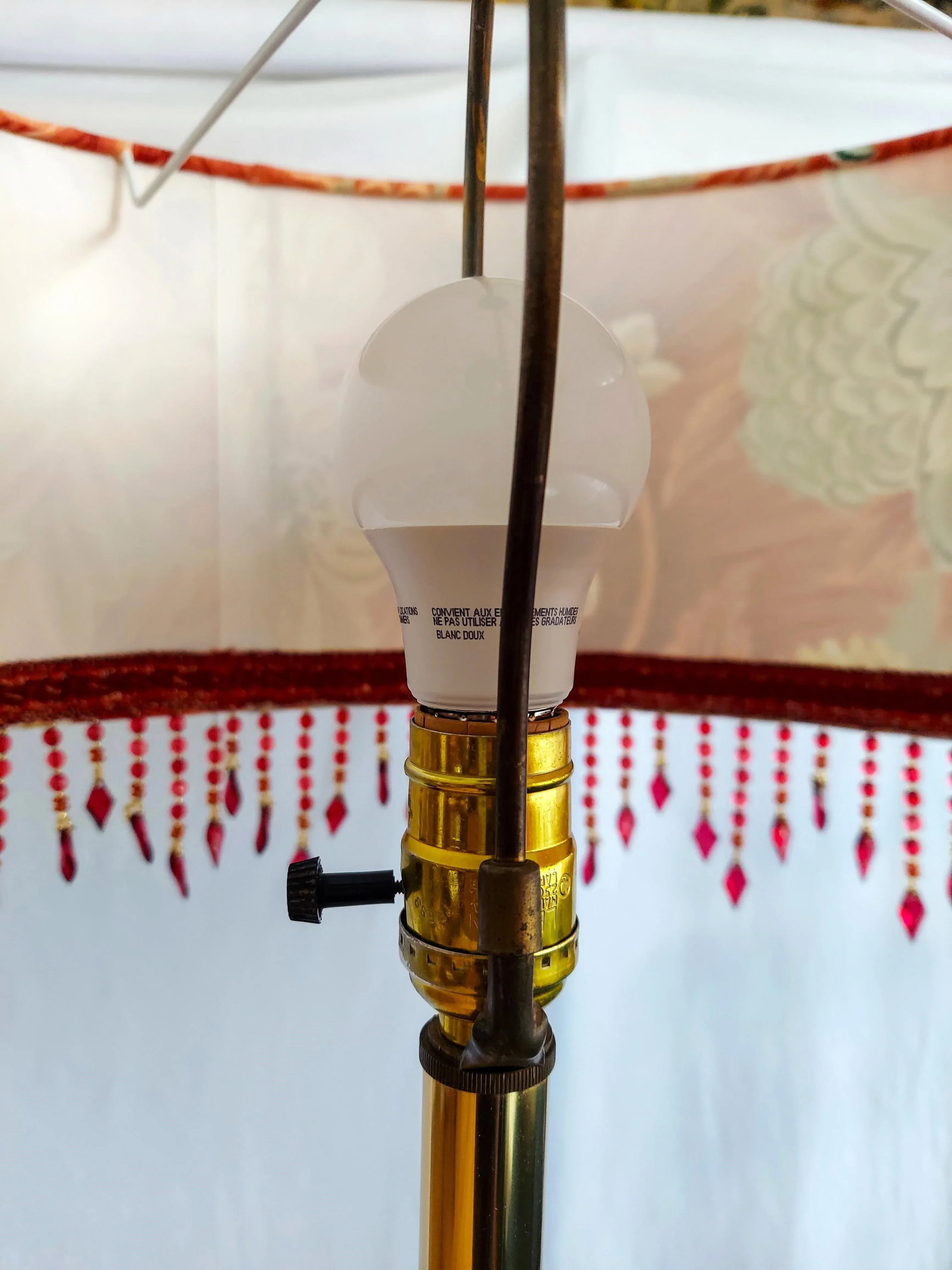 Restyled Vintage Brass Floor Lamp With Glass Table - 7