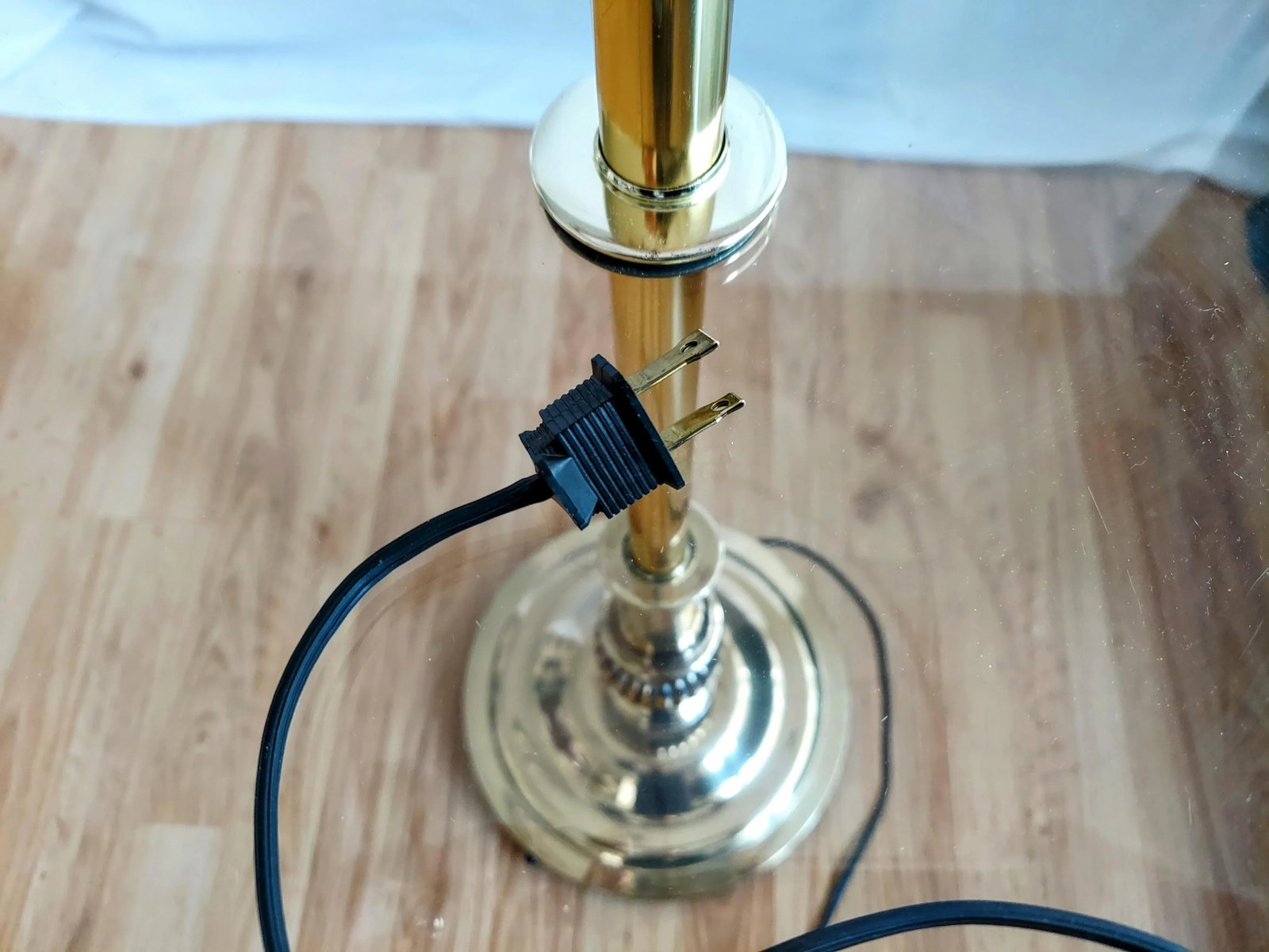 Restyled Vintage Brass Floor Lamp With Glass Table - 8