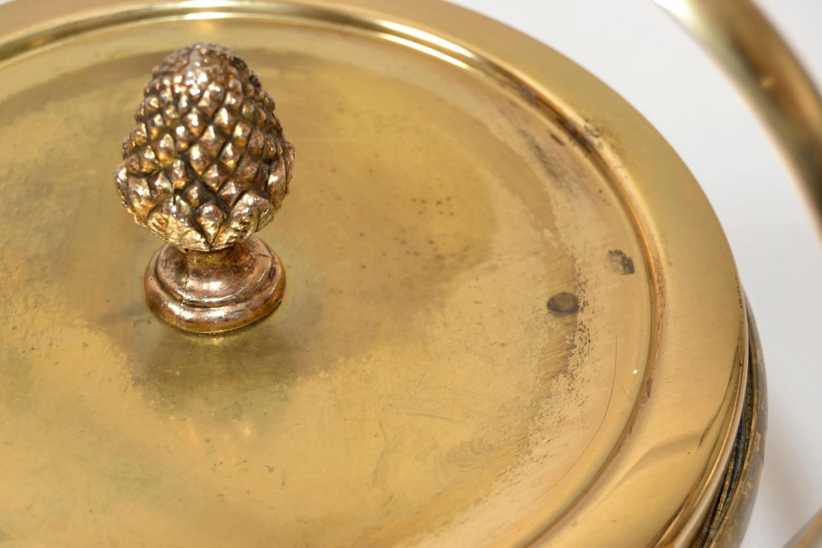 1940s Art Deco French Vacuum Insulated Ice Bucket Heavy Glass Insert Gold Finish Metal - 11