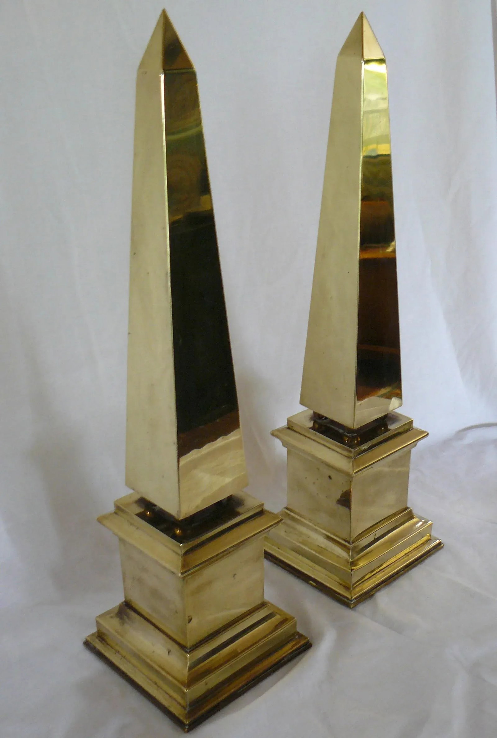 Pair of Vintage Brass Obelisks - 2