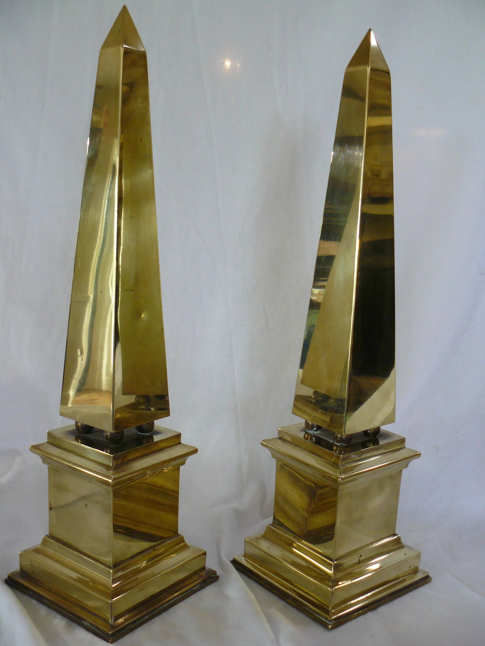 Pair of Vintage Brass Obelisks - 7