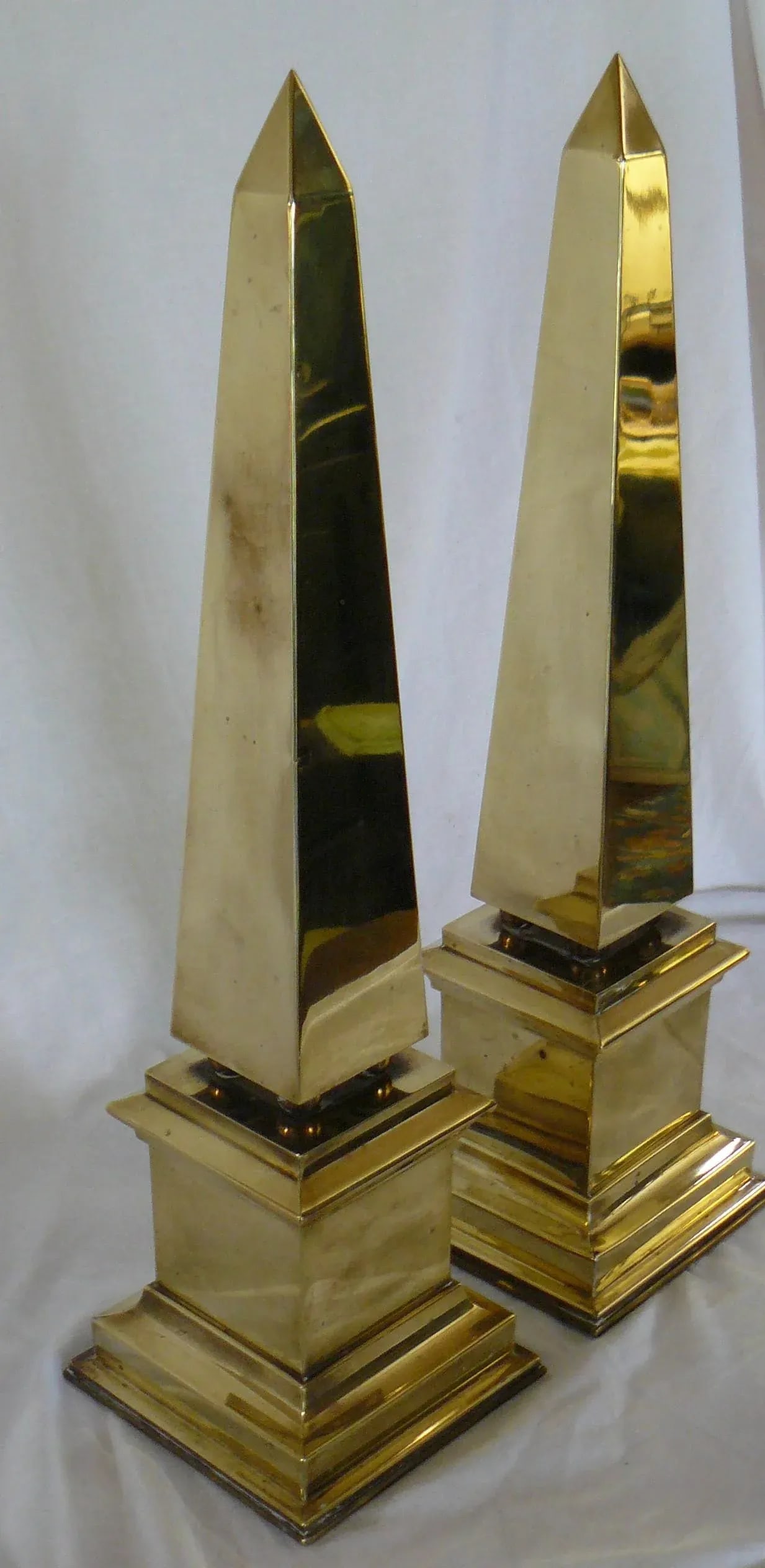 Pair of Vintage Brass Obelisks - 8