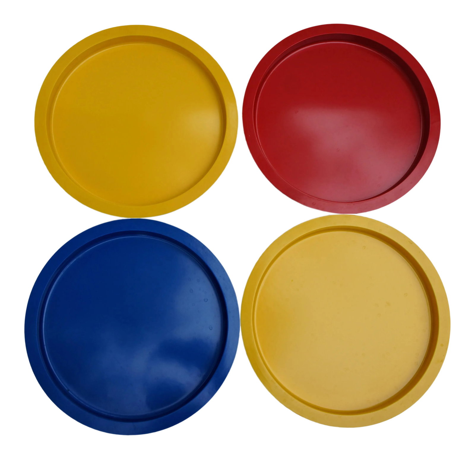 1970s Mid Century Modern Gunnar Cyren for Dansk Primary Color Stacking Dinner Plates - Set of 4 (1 of 6)