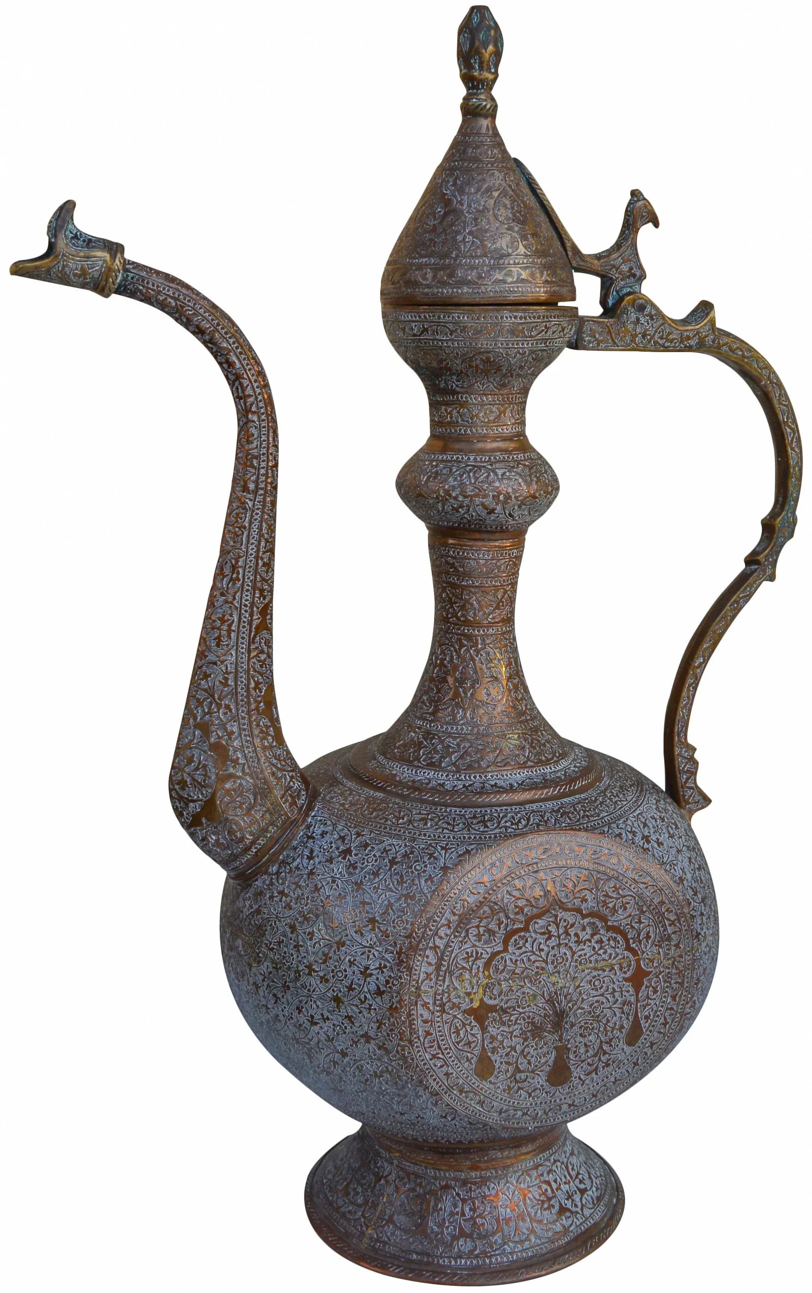 Antique Engraved Copper Pitcher - 3