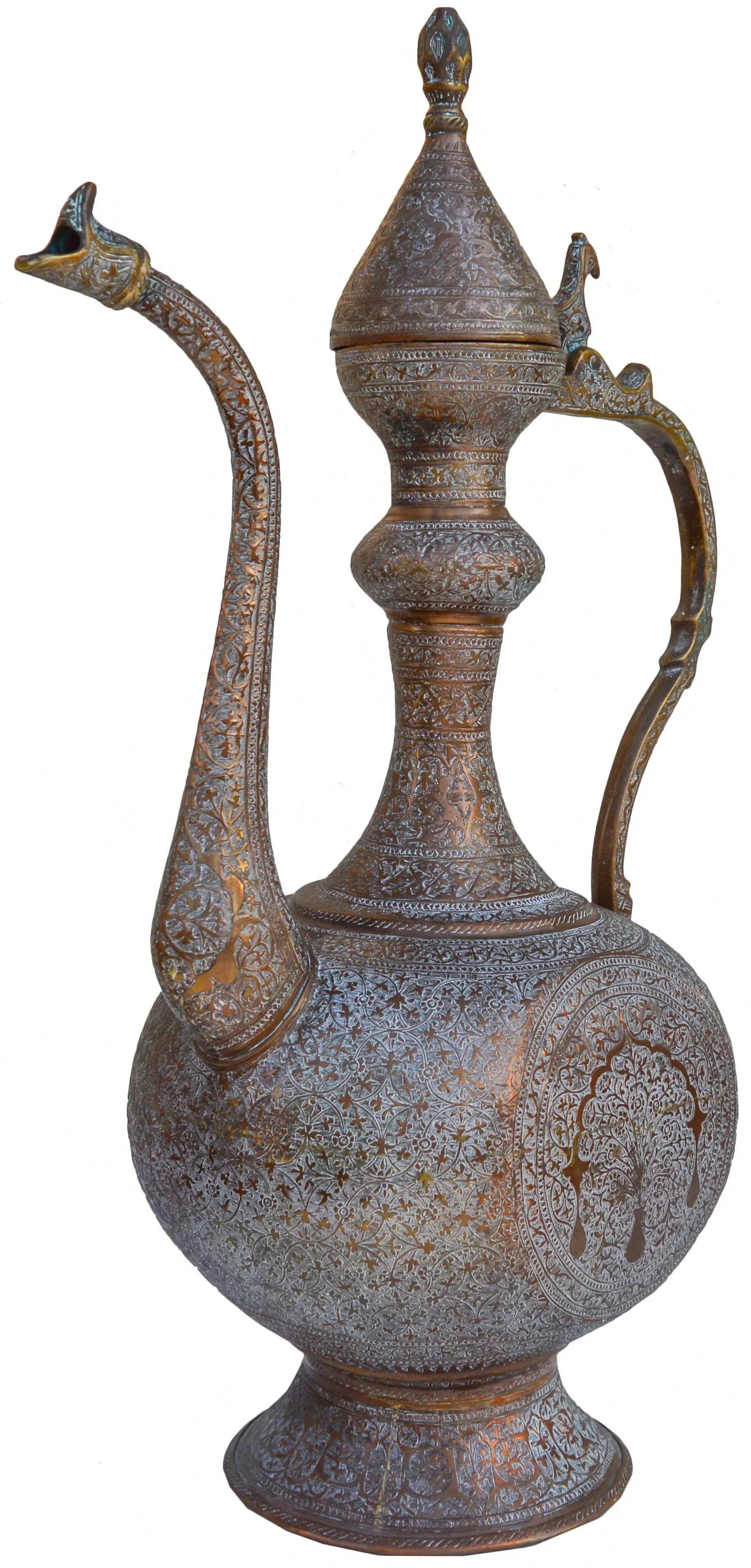 Antique Engraved Copper Pitcher - 4