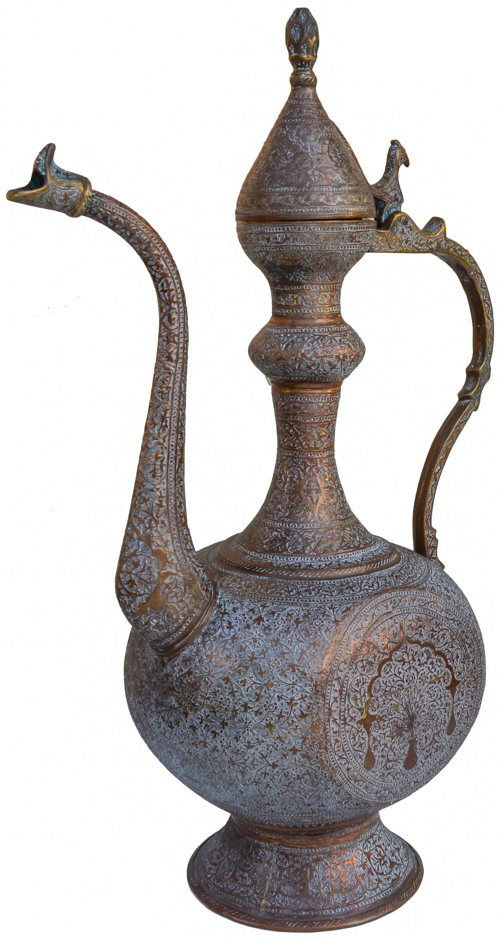Antique Engraved Copper Pitcher - 6