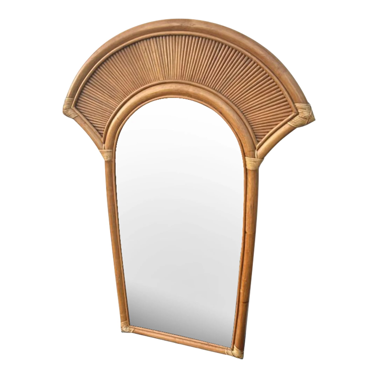 Vintage Wrapped Rattan Fan Shaped Mirror (1 of 3)