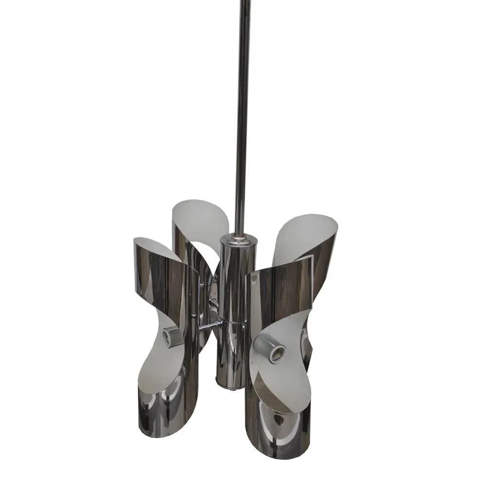 Vintage Italian Style Midcentury Chrome Chandelier - 2