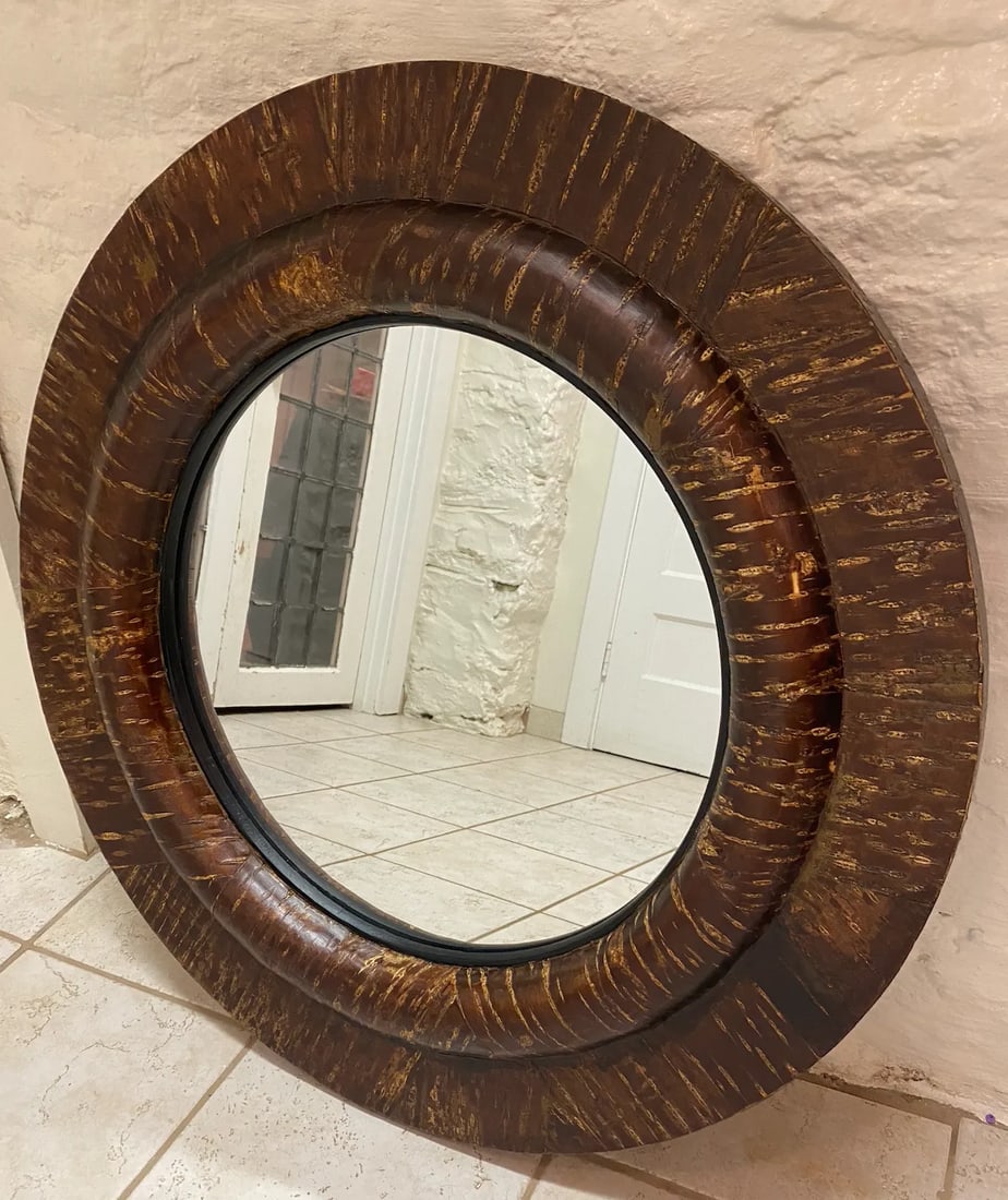Late 20th Century Round Bark-Wrapped Mirror - 2