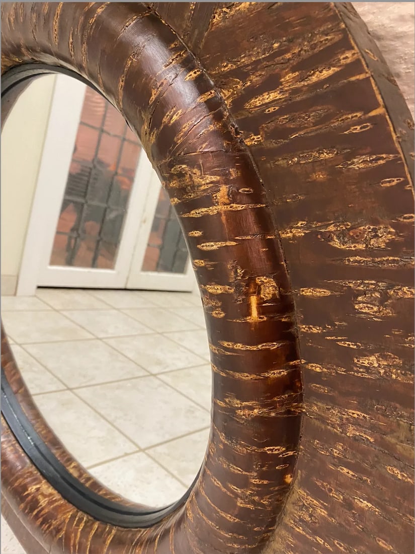 Late 20th Century Round Bark-Wrapped Mirror - 3
