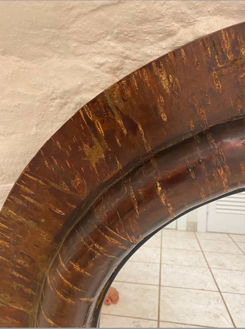 Late 20th Century Round Bark-Wrapped Mirror - 4