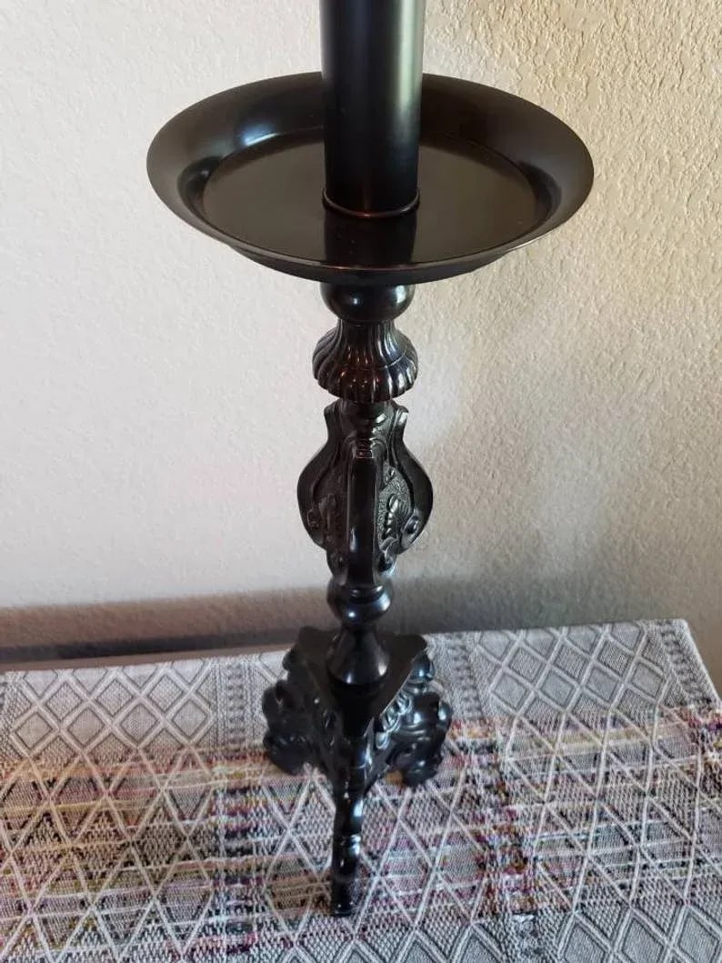 Large Antique French Baroque Church Altar Stick Electrified Table Lamps - a Pair - 10