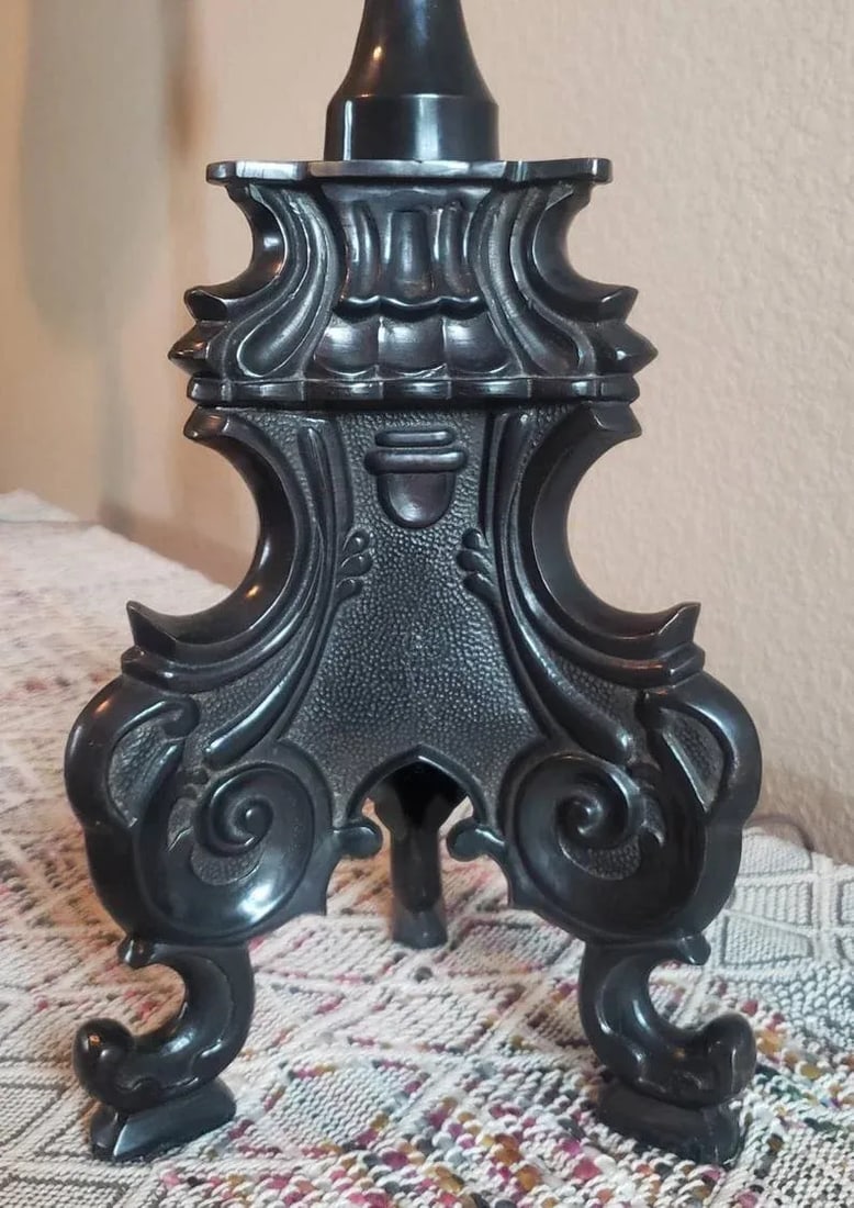 Large Antique French Baroque Church Altar Stick Electrified Table Lamps - a Pair - 8