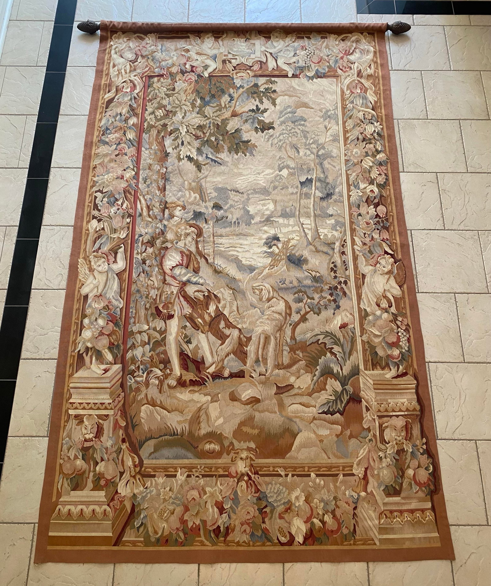 Vintage French Aubusson Style Handwoven Wall Tapestry - 2