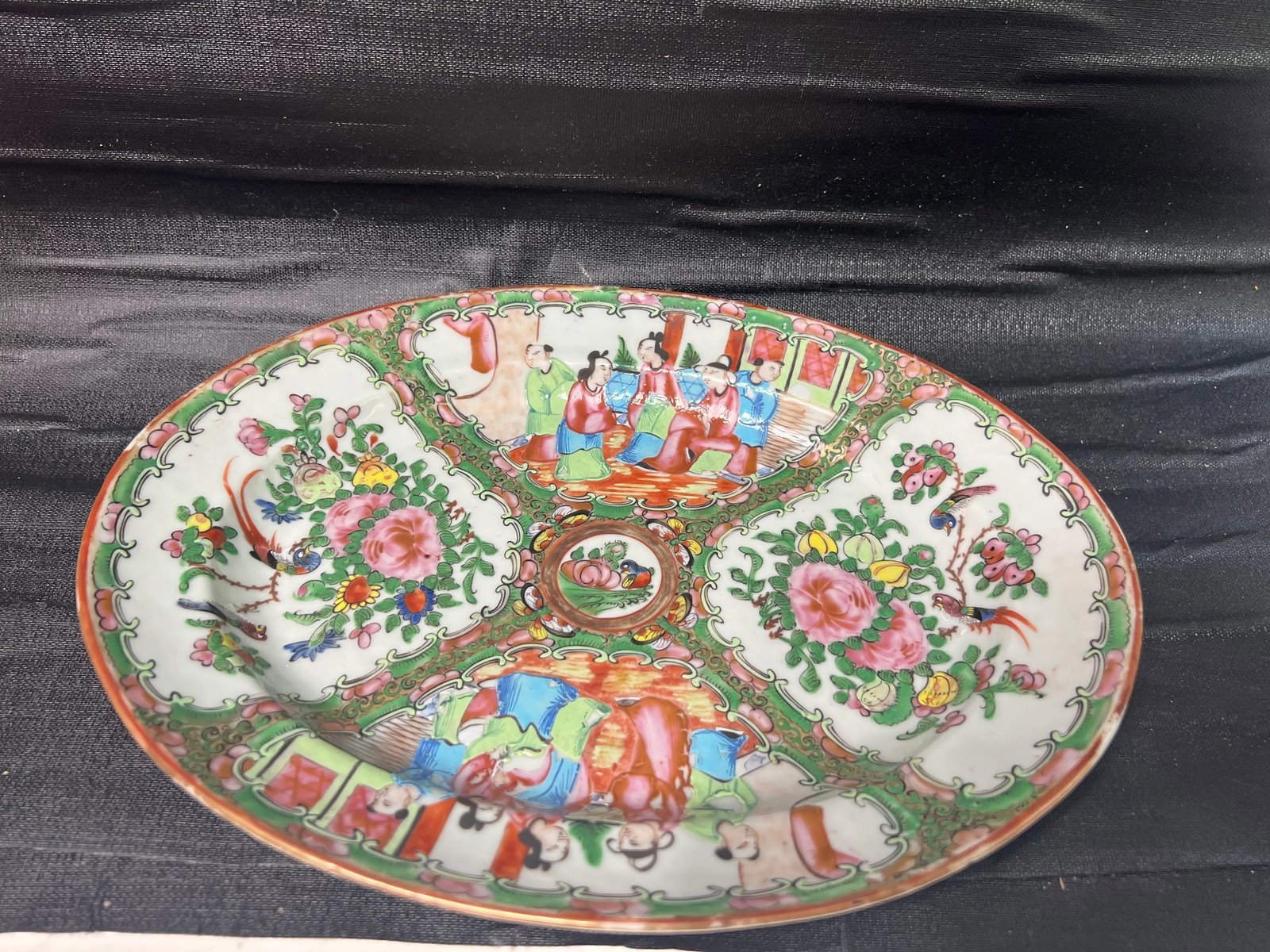 Antique 19th Century Chinese Antique Export Porcelain Rose Medallion Oval Platter - 8