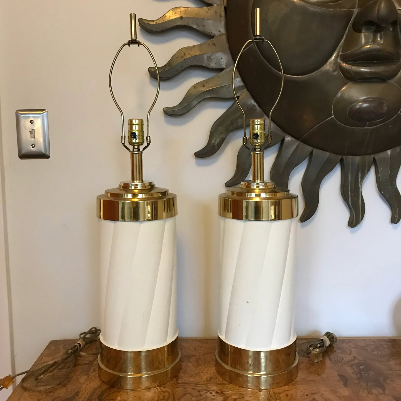 1980s Brass & Enamel Lamps - a Pair - 10