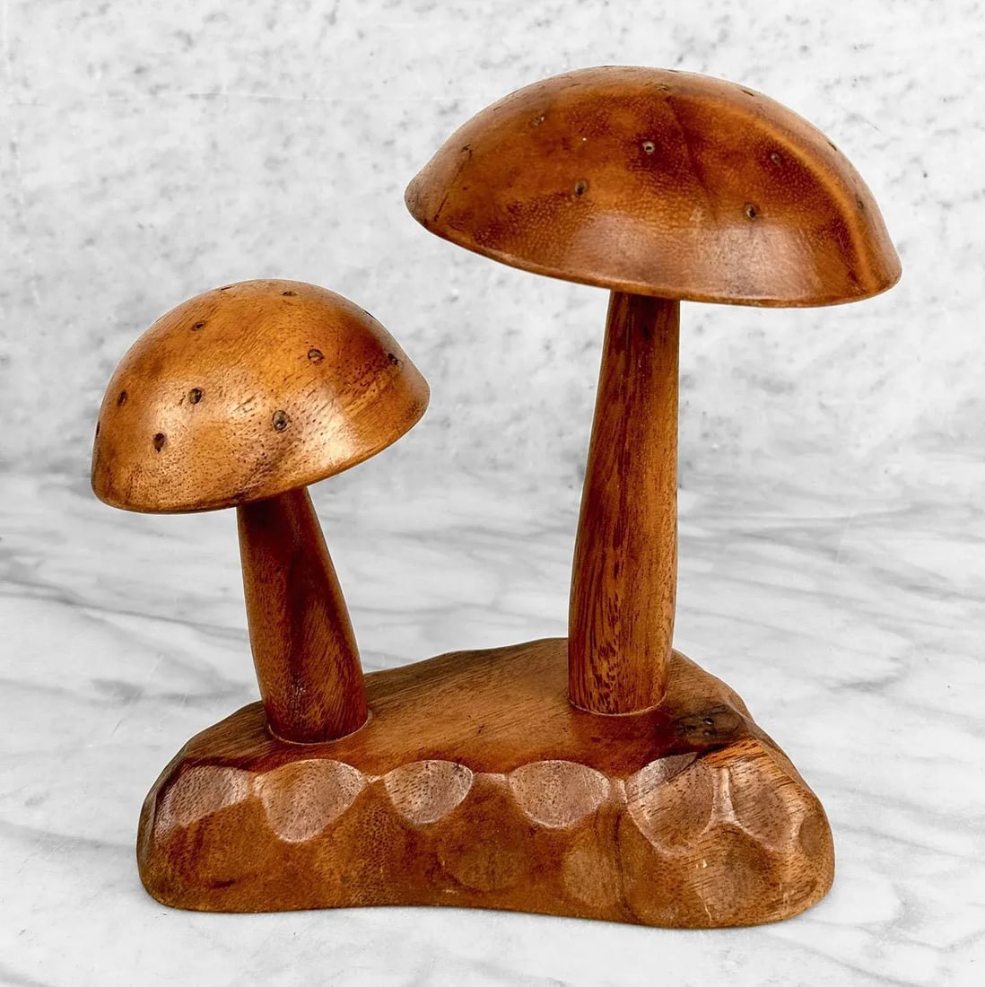 Mid-Century Boho Tiki Carved Mushroom Toothpick Holder - 4