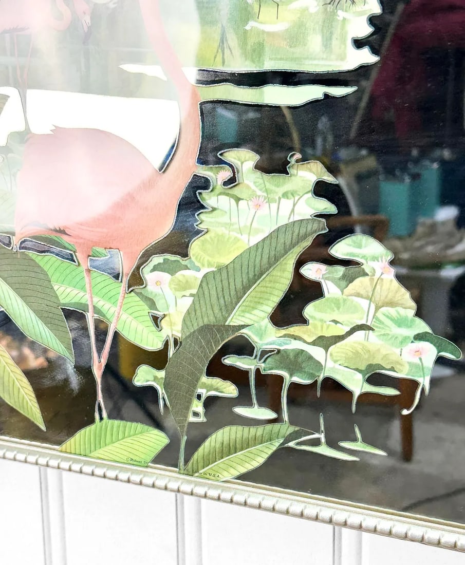 Mid-Century Art Deco Pink Flamingo Wall Hanging Mirror - 30x20 - 4