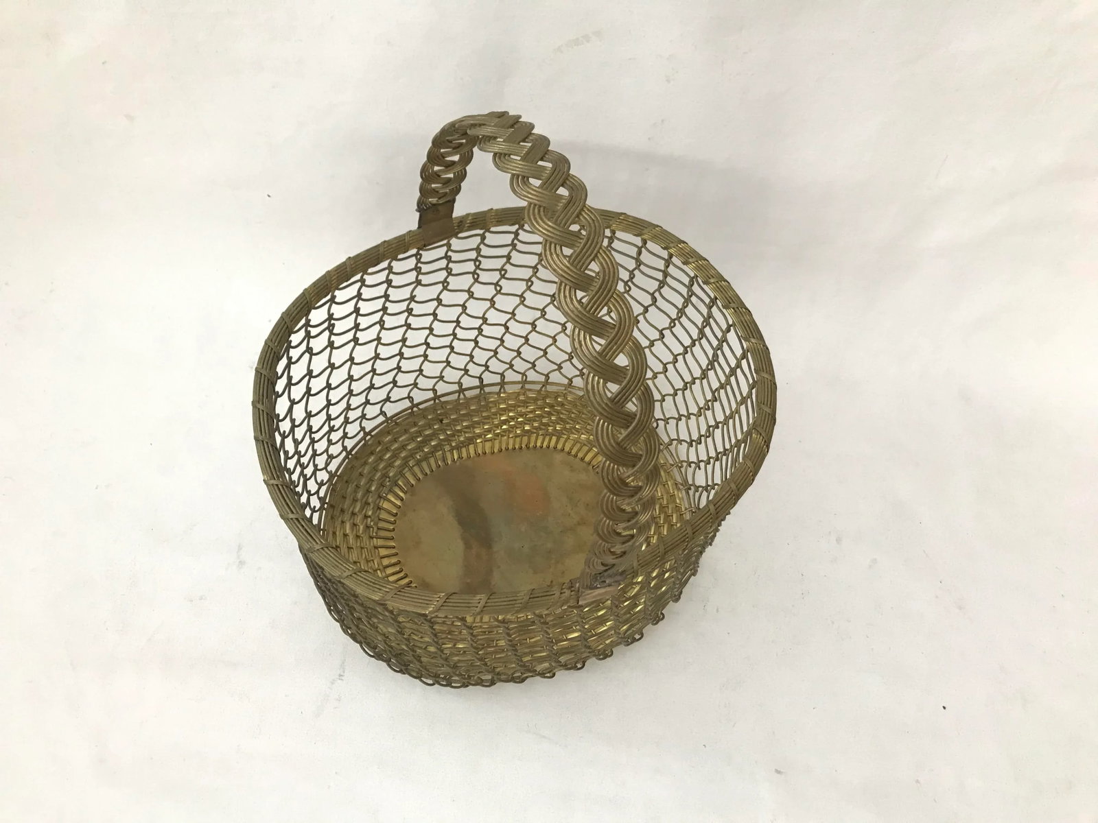 Vintage Hand Crafted Brass Chainlink Basket - 3