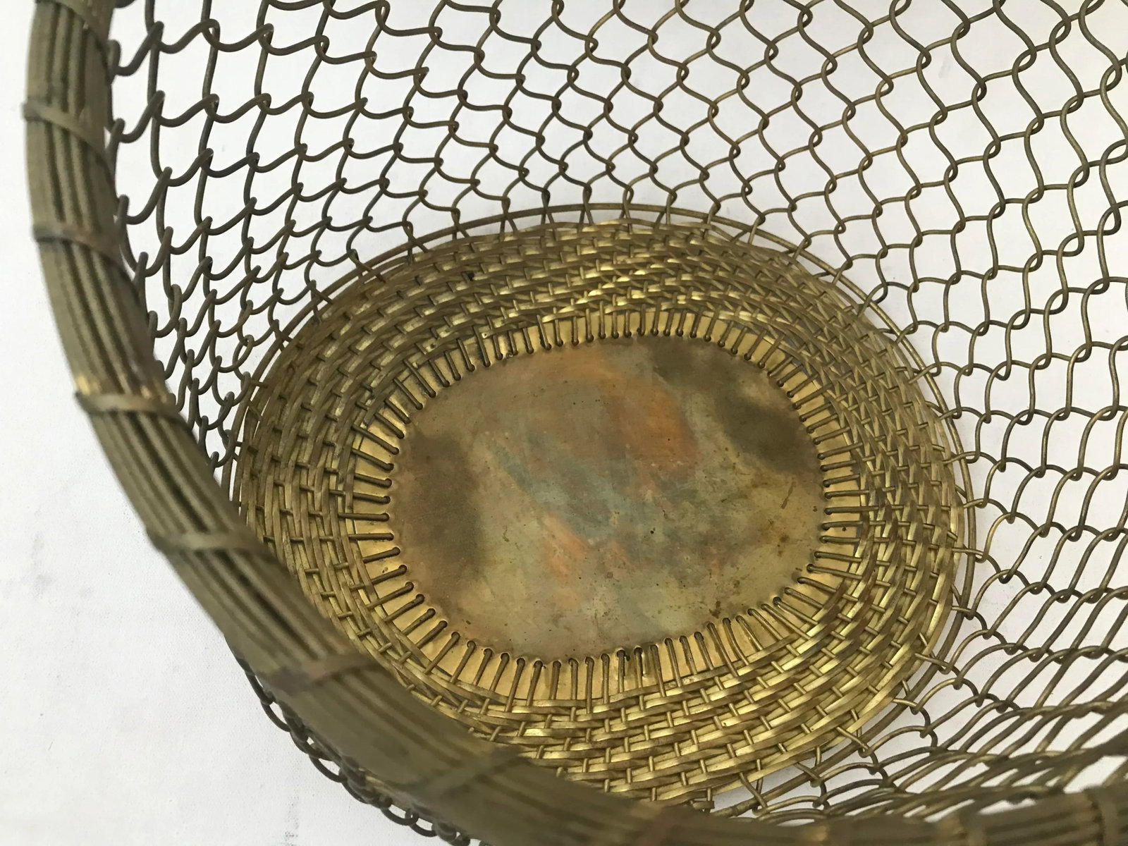 Vintage Hand Crafted Brass Chainlink Basket - 4